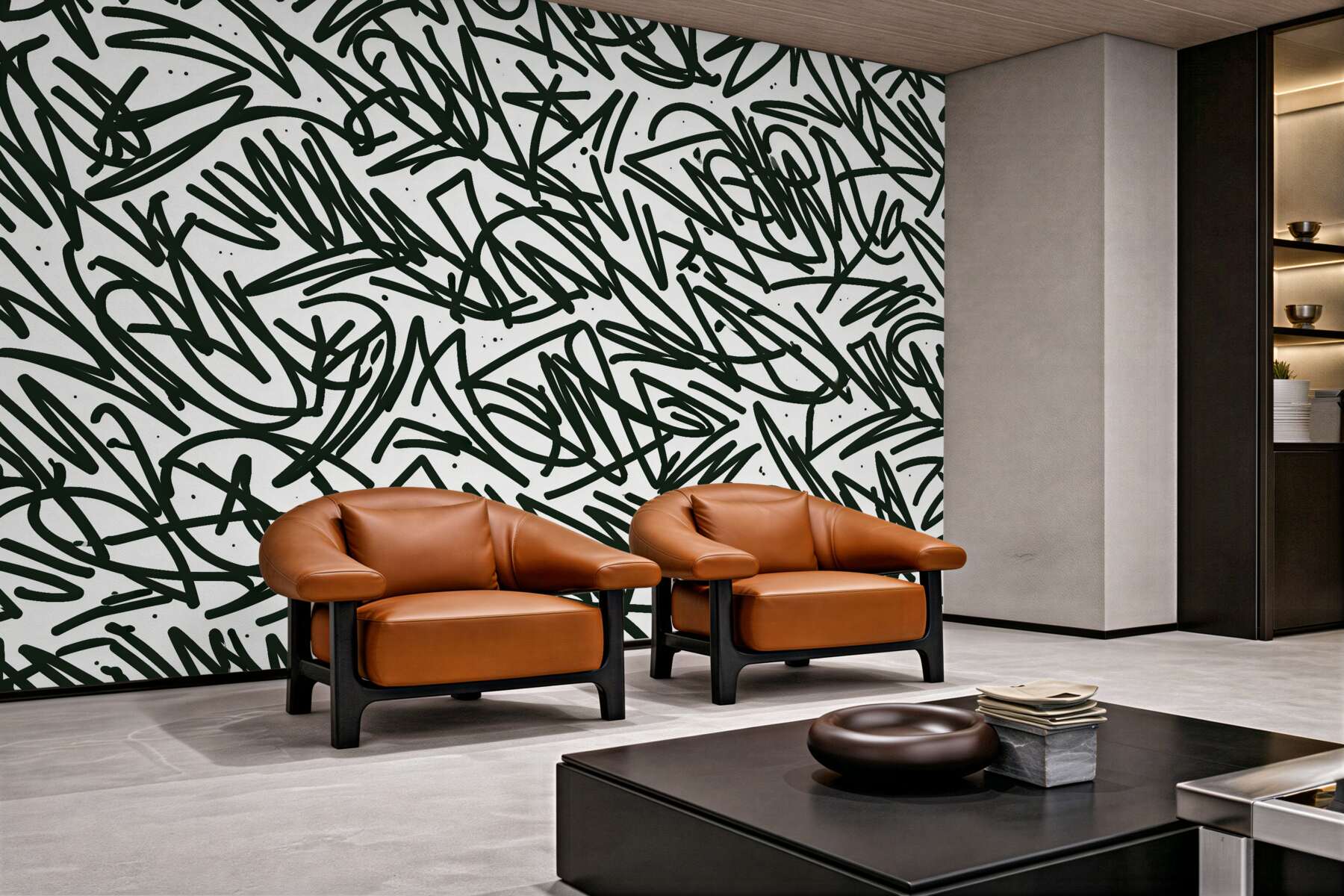 Fotobehang groen abstract graffiti