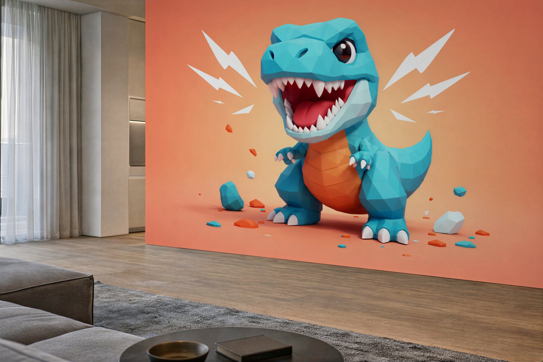Fotobehang geometrische dinosaurus voor kinderen