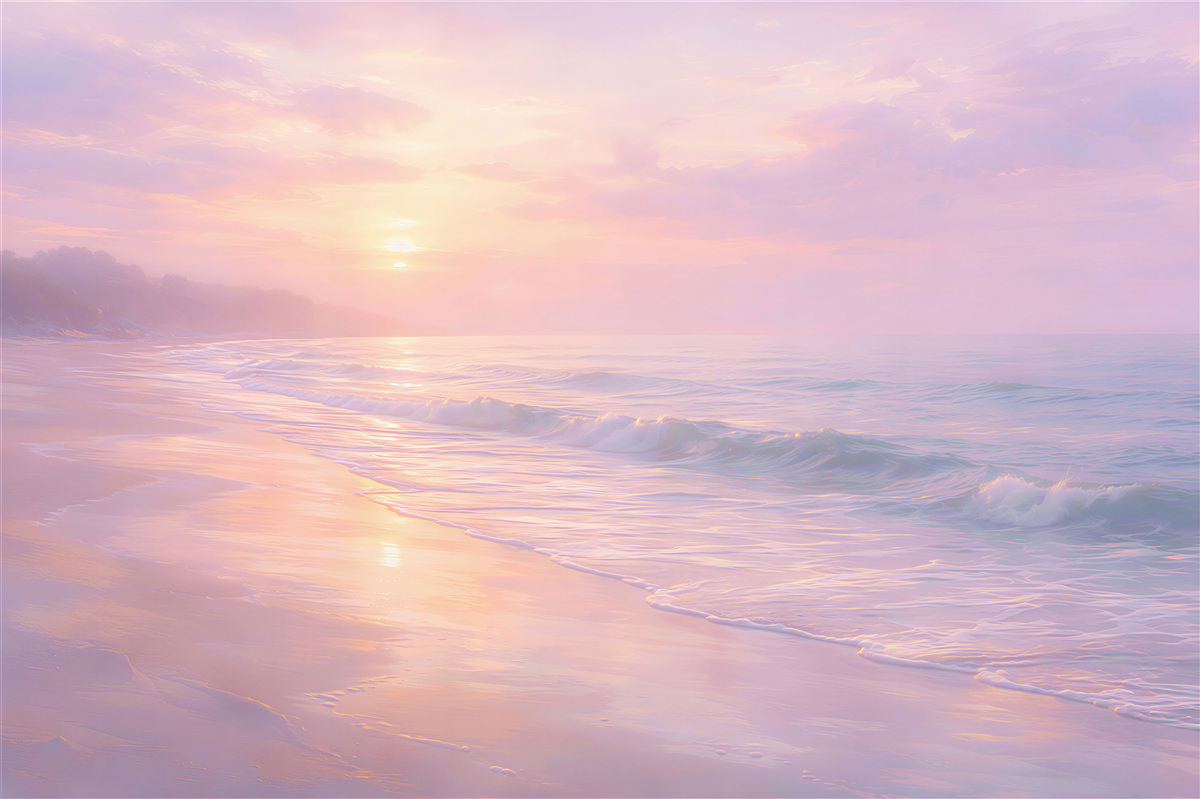 Fotobehang roze glans boven de zee