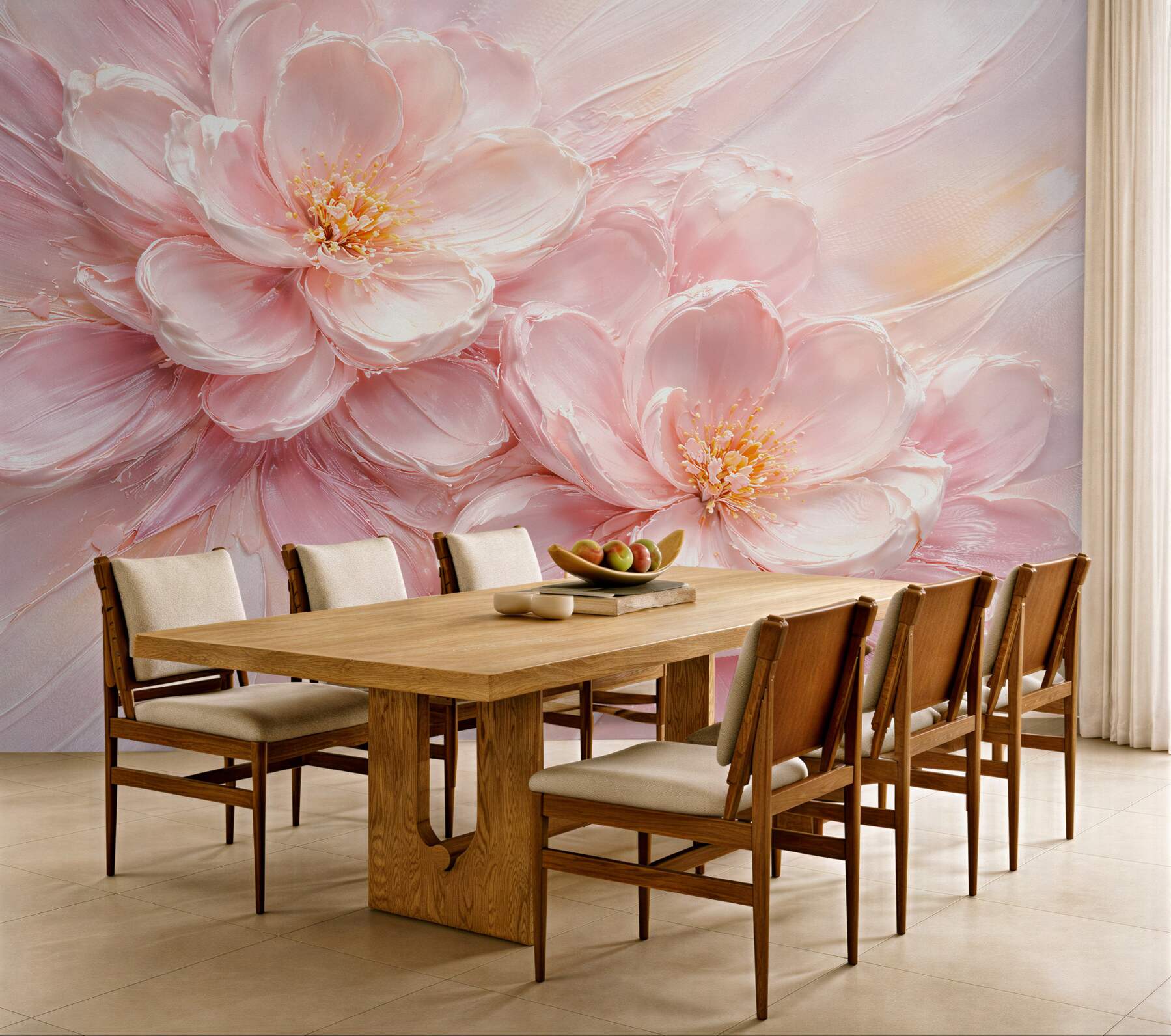Fotobehang poederachtige bloemen met glans