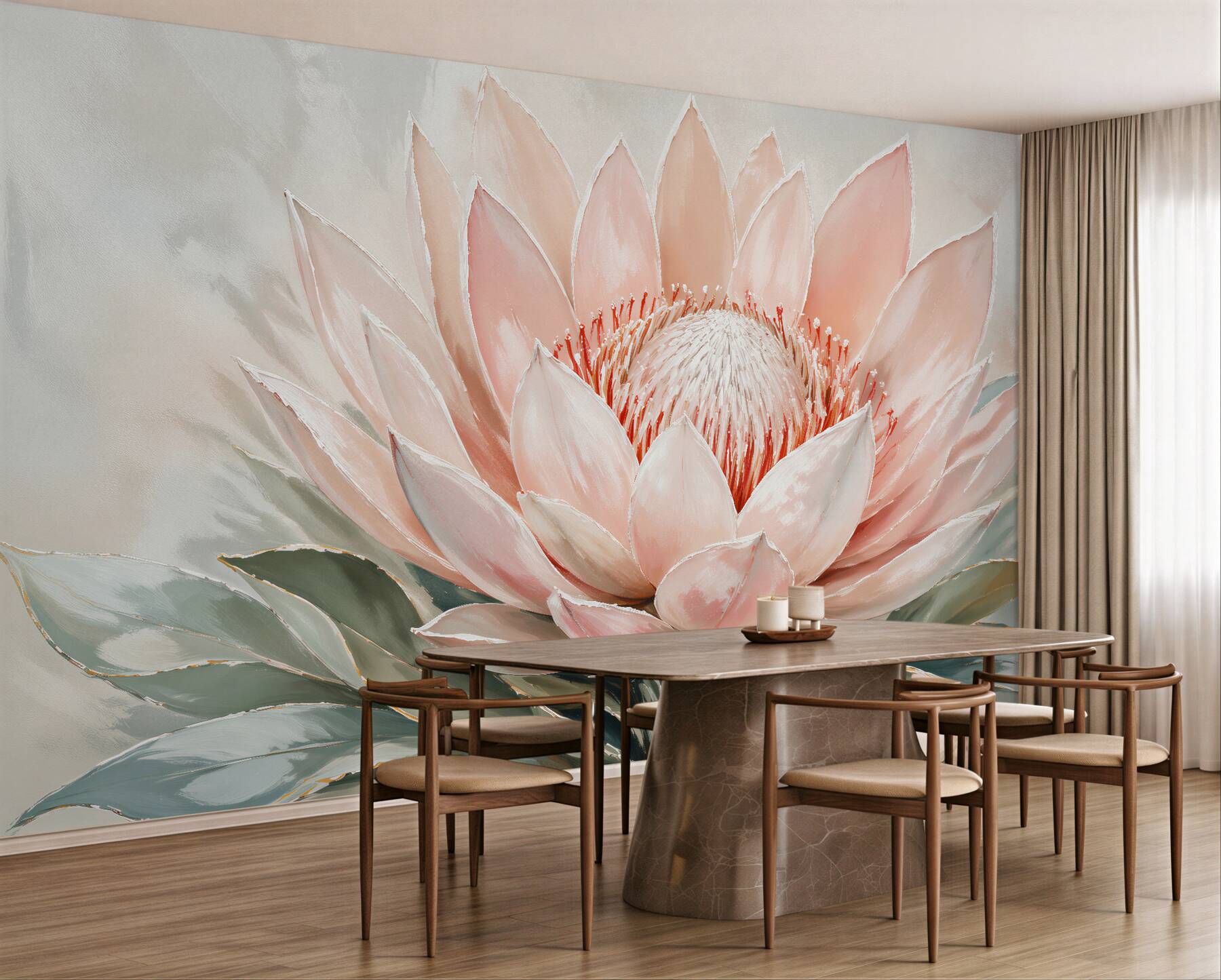 Fotobehang povere bloem in een subtiele glans