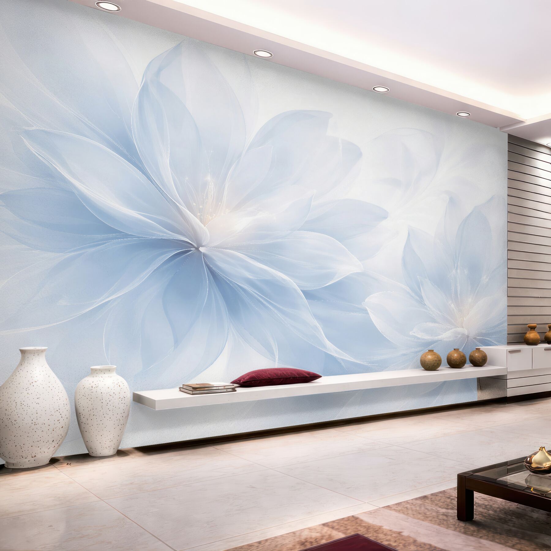 Fotobehang etherische blauwe bloemen