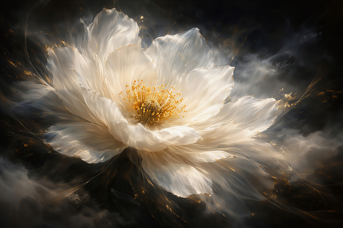 Fotobehang gouden bloem op donkere achtergrond