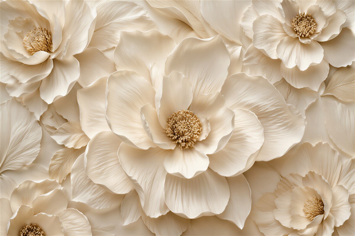 Fotobehang luxe bloemen in crêpe reliëf