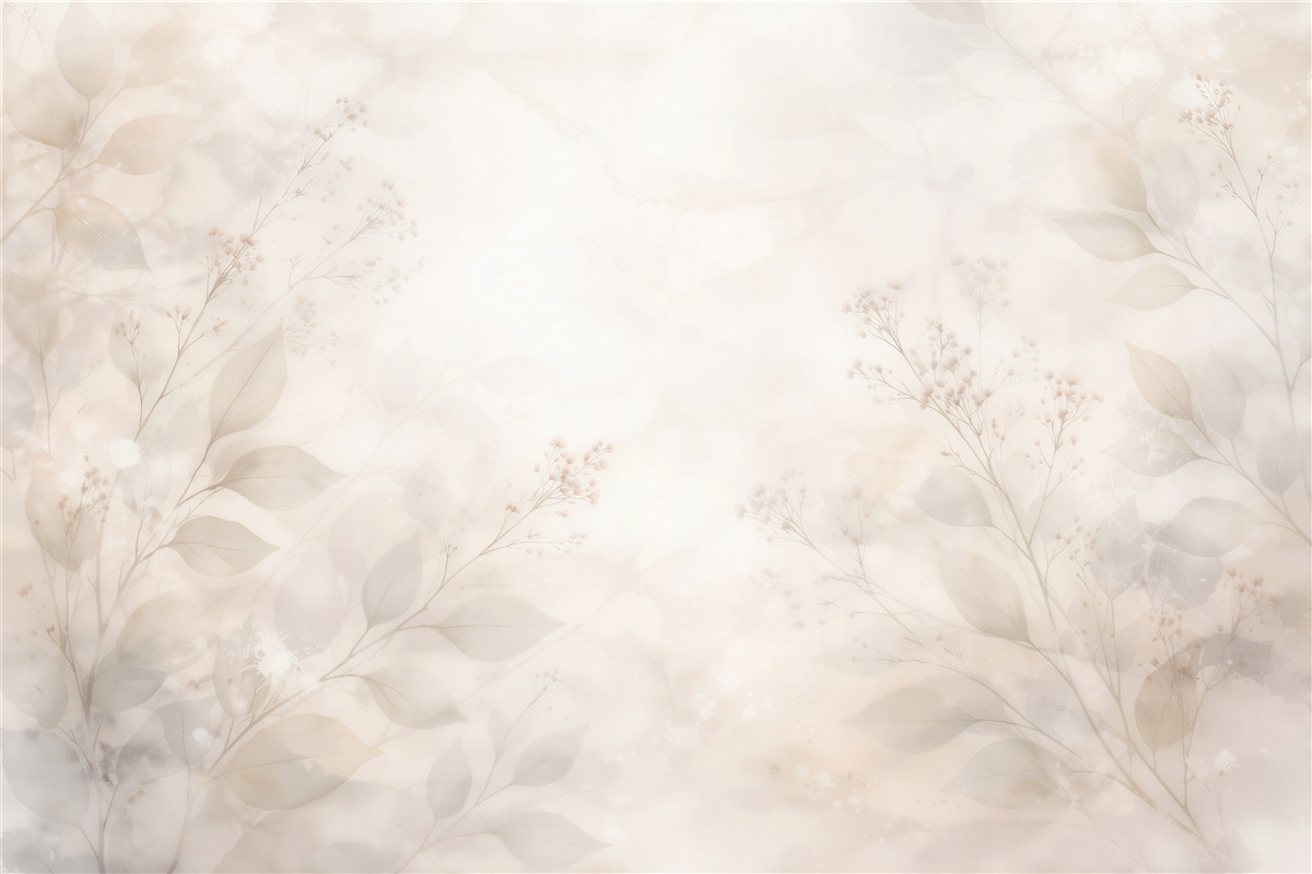Fotobehang delicate bladeren beige