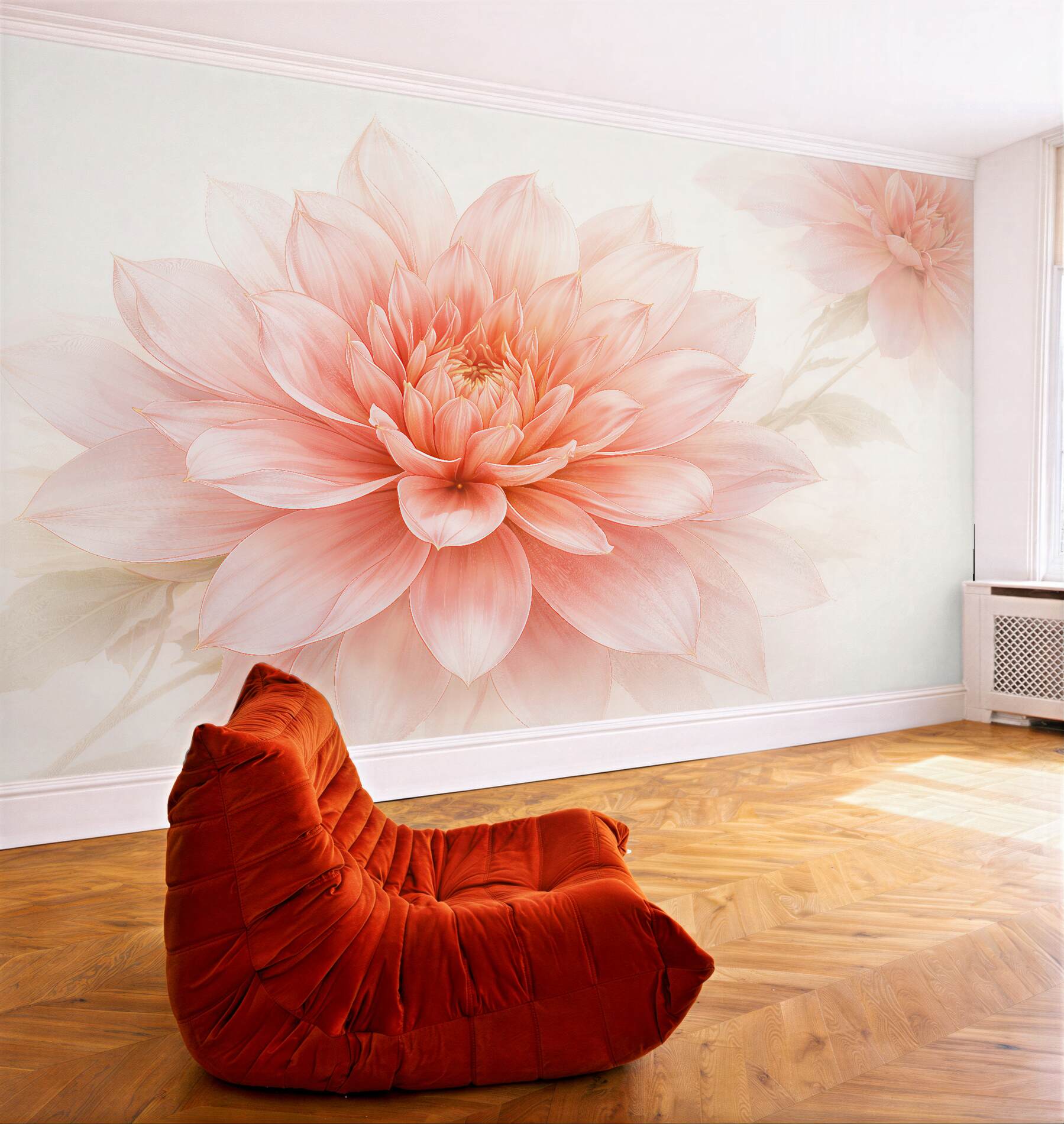 Fotobehang poederachtige bloem in subtiele glans
