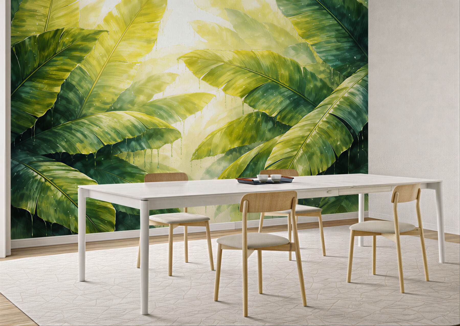 Fotobehang tropische bladeren in een heldere jungle