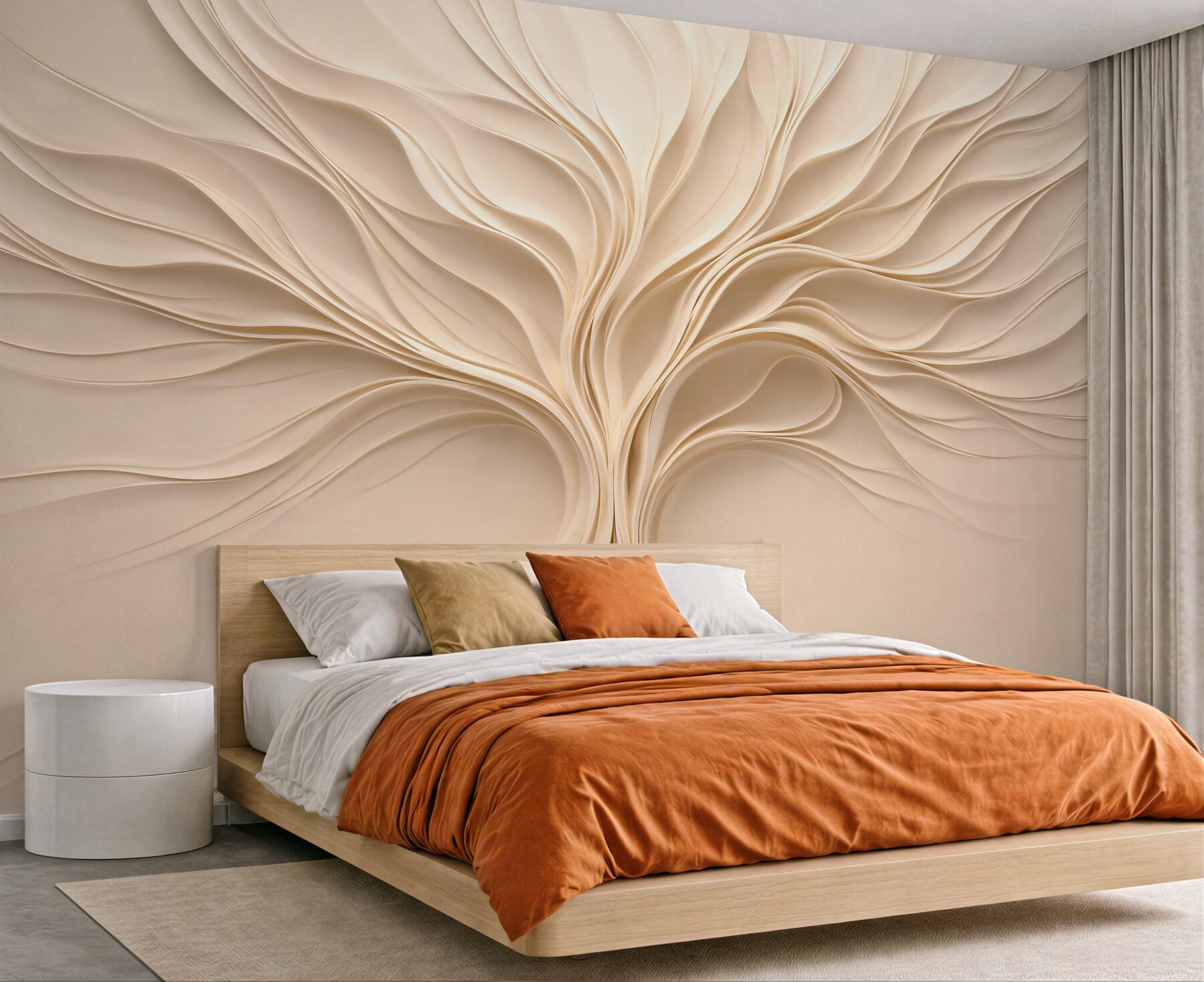 Fotobehang gouden boom abstracte golven