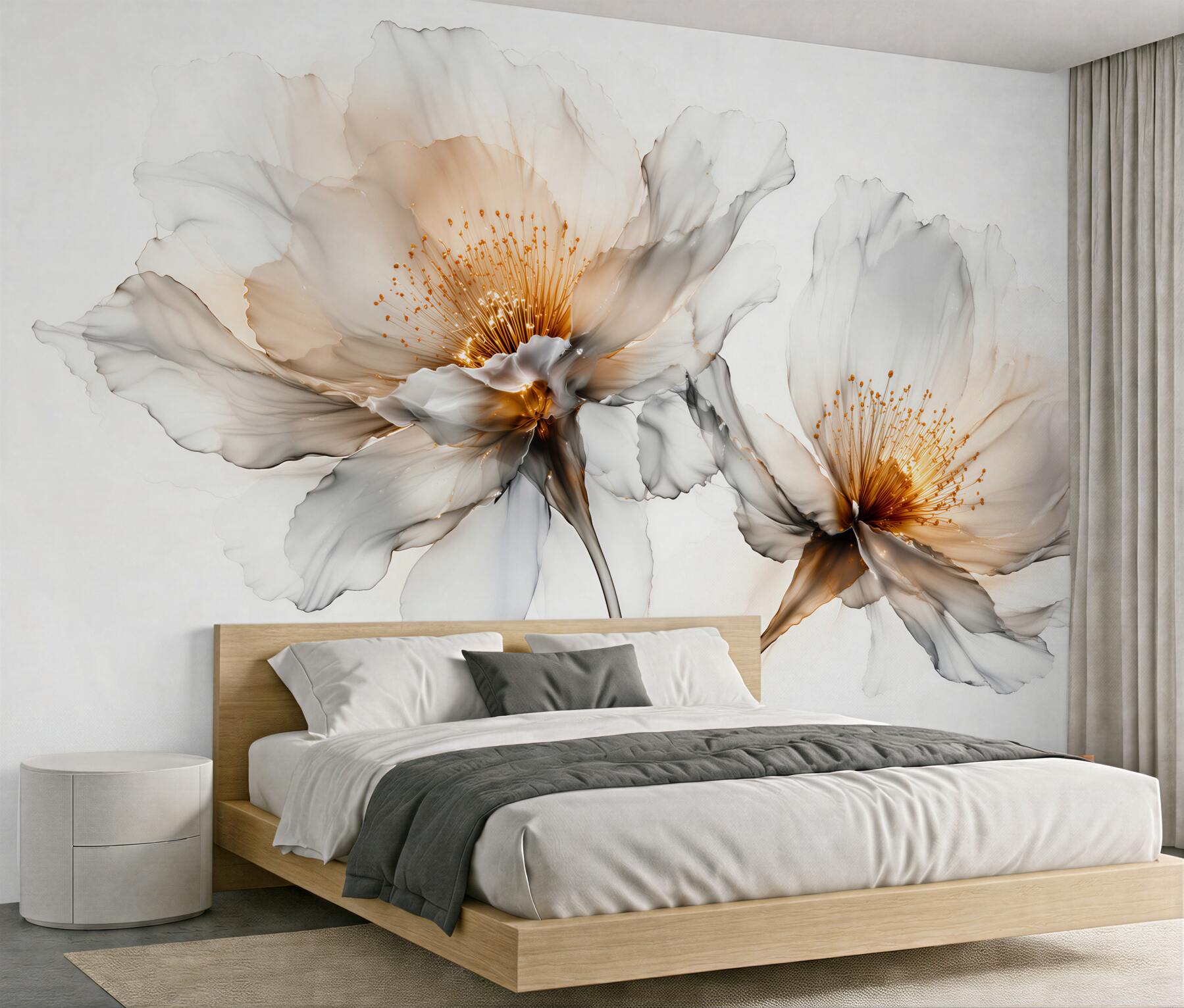 Fotobehang delicate bloemen met gouden glans