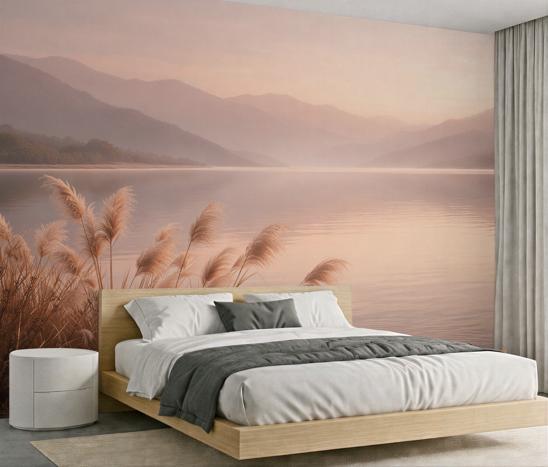 Fotobehang meer bij zonsopgang in de bergen