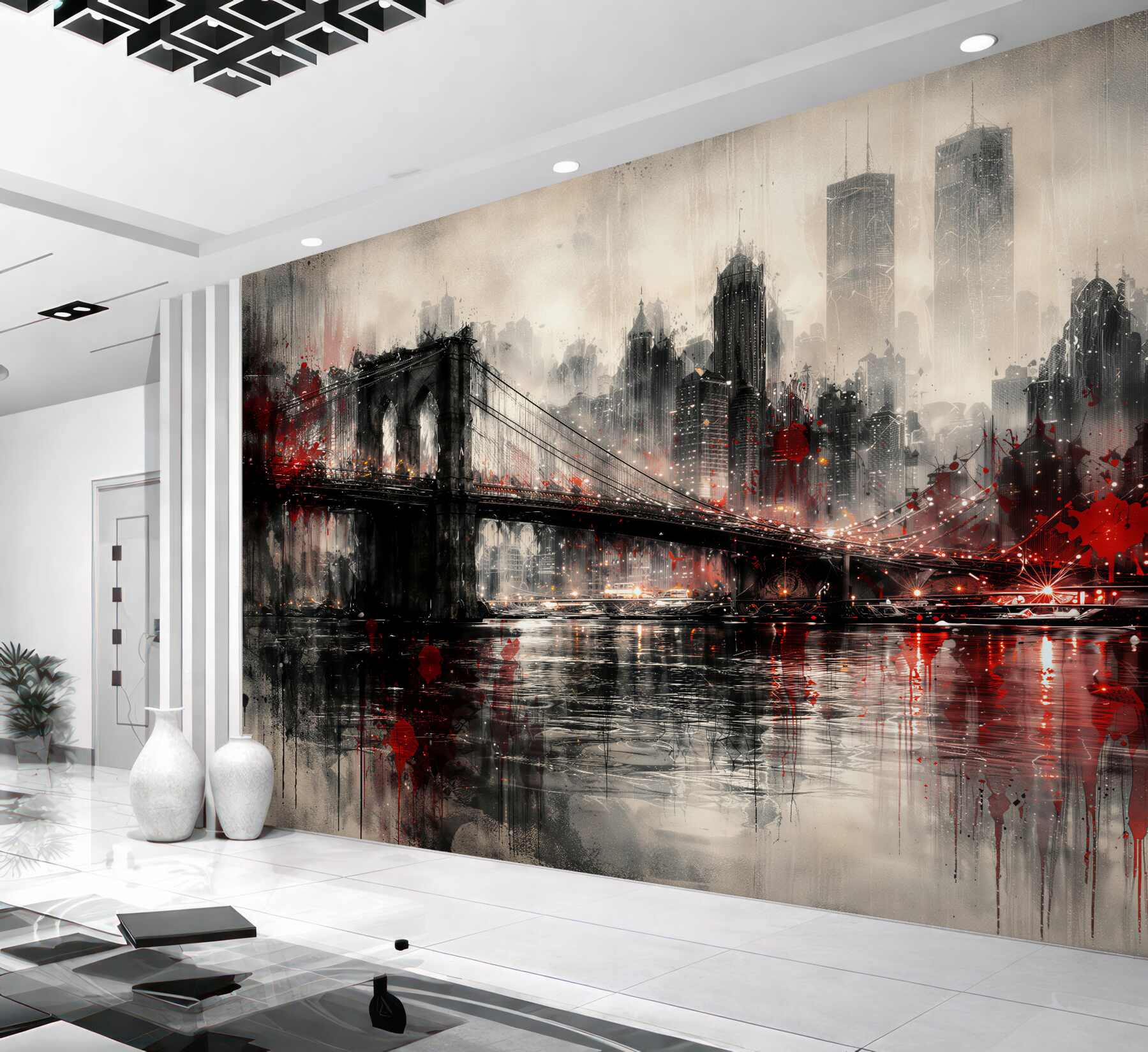 Fotobehang donkere brug van New York