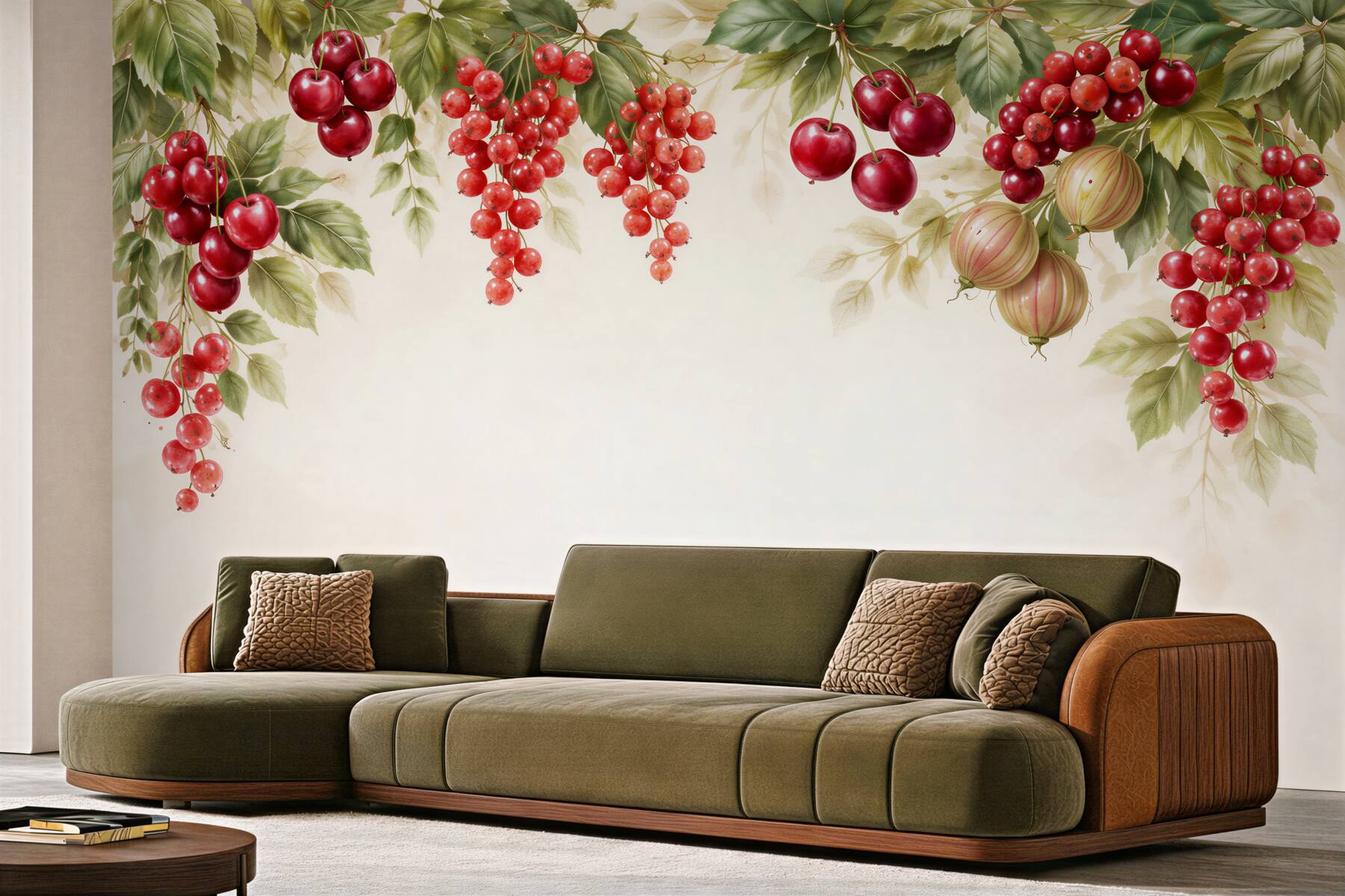 Fotobehang fruitguirlande in aquarelstijl