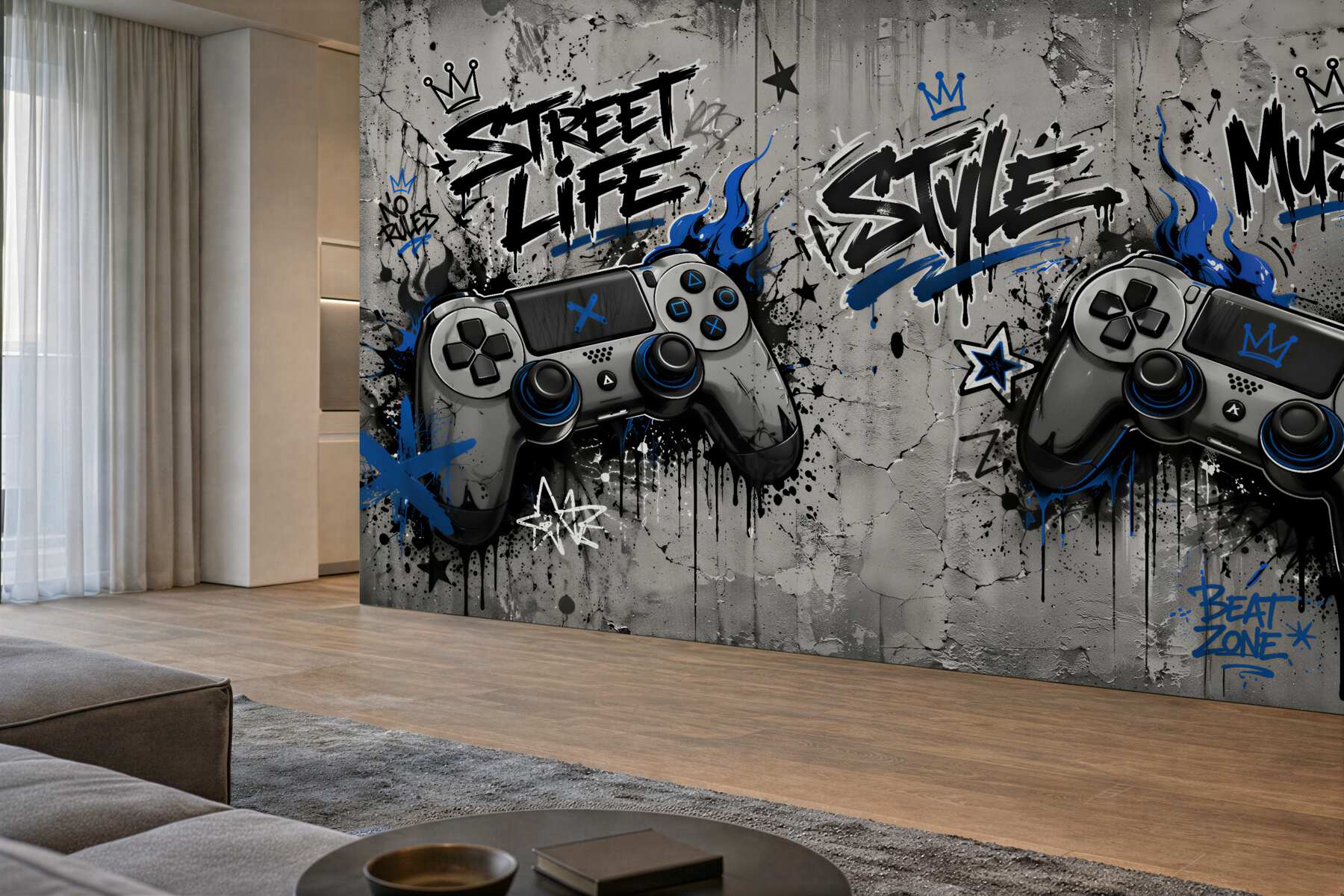 Fotobehang gaming street style met controllers