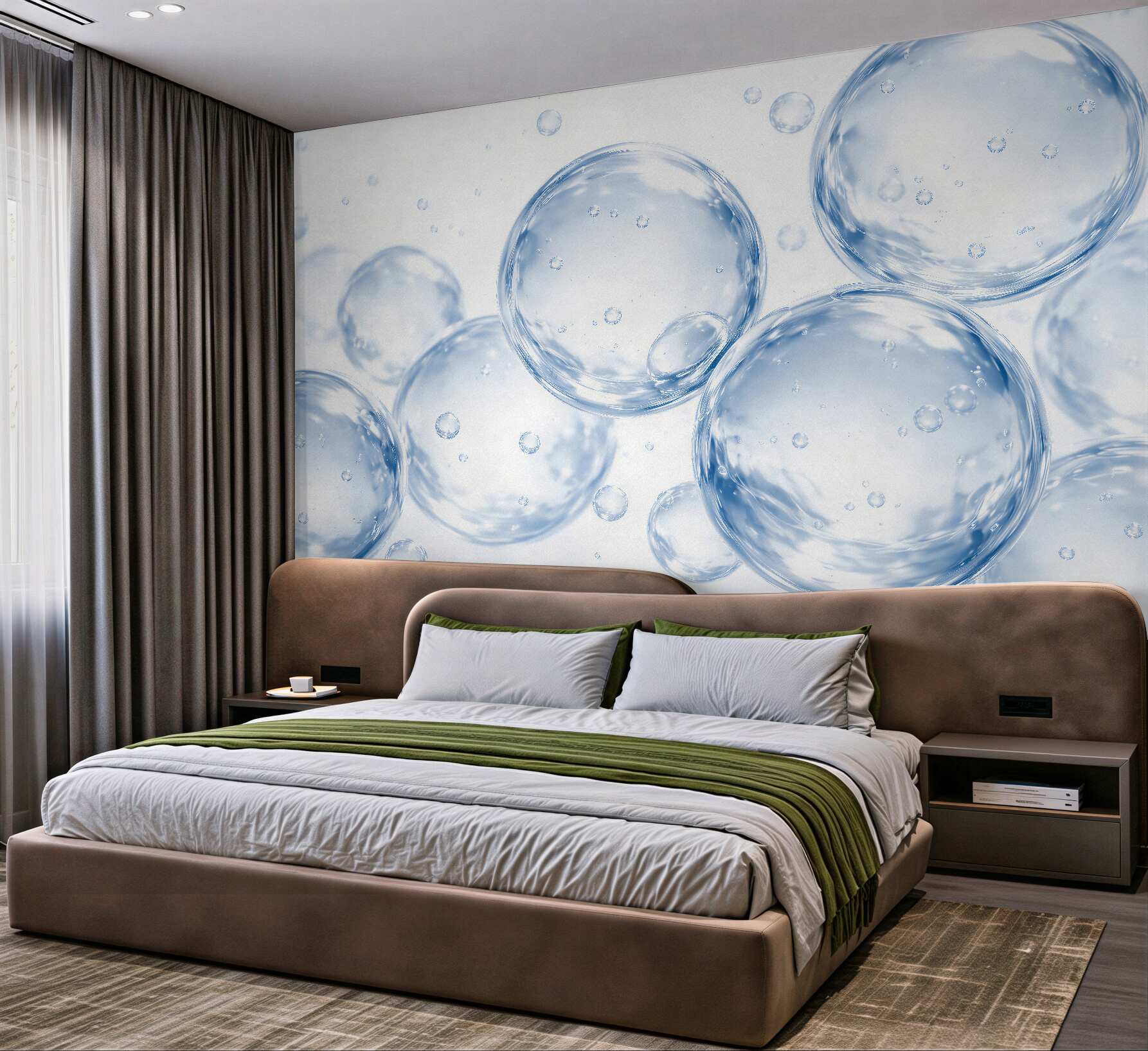 Fotobehang blauwe glazen bollen 3d