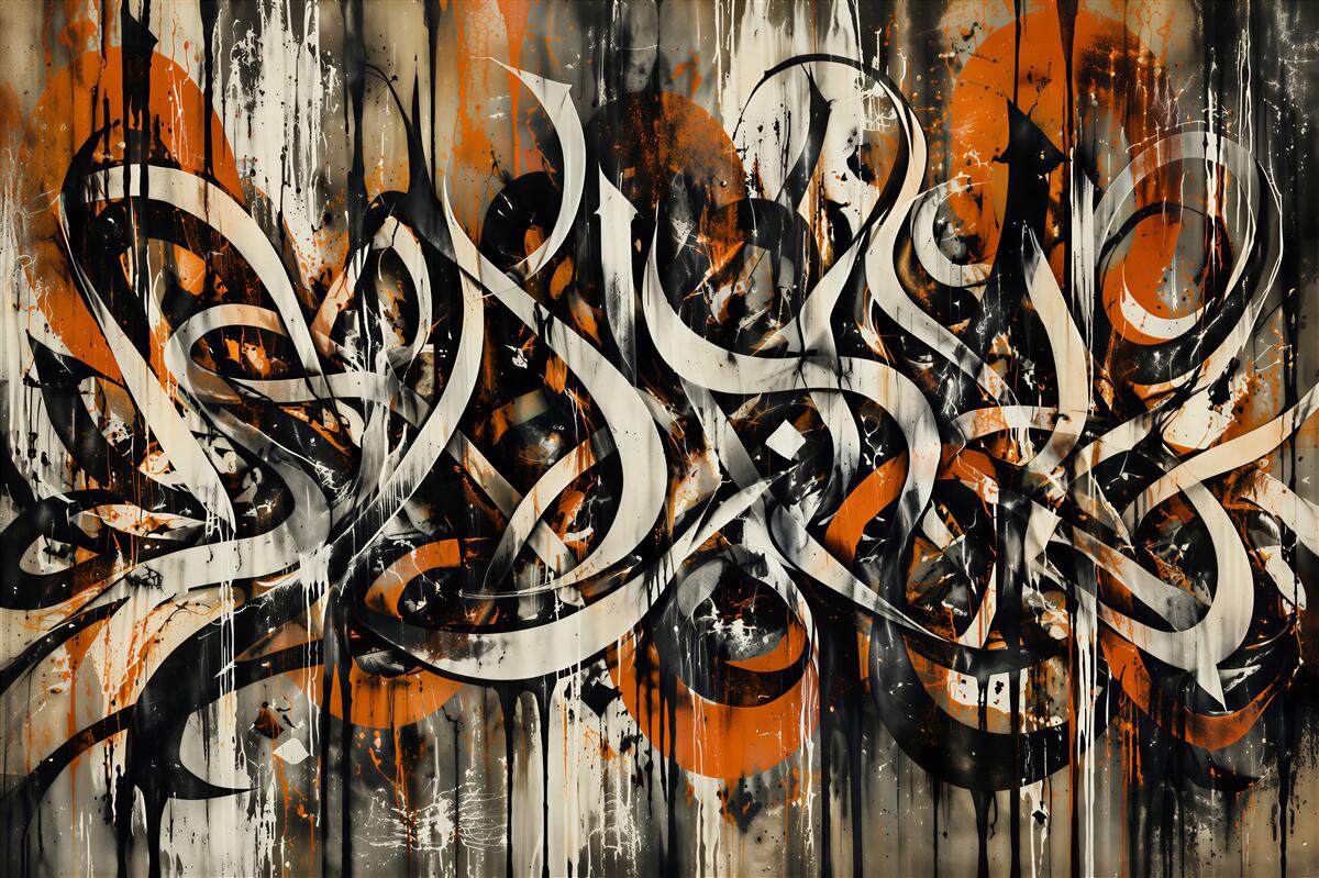 Fotobehang abstracte graffiti in oranje