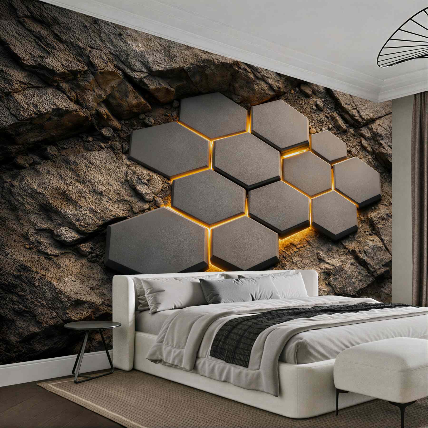 Fotobehang geometrische panelen op steen