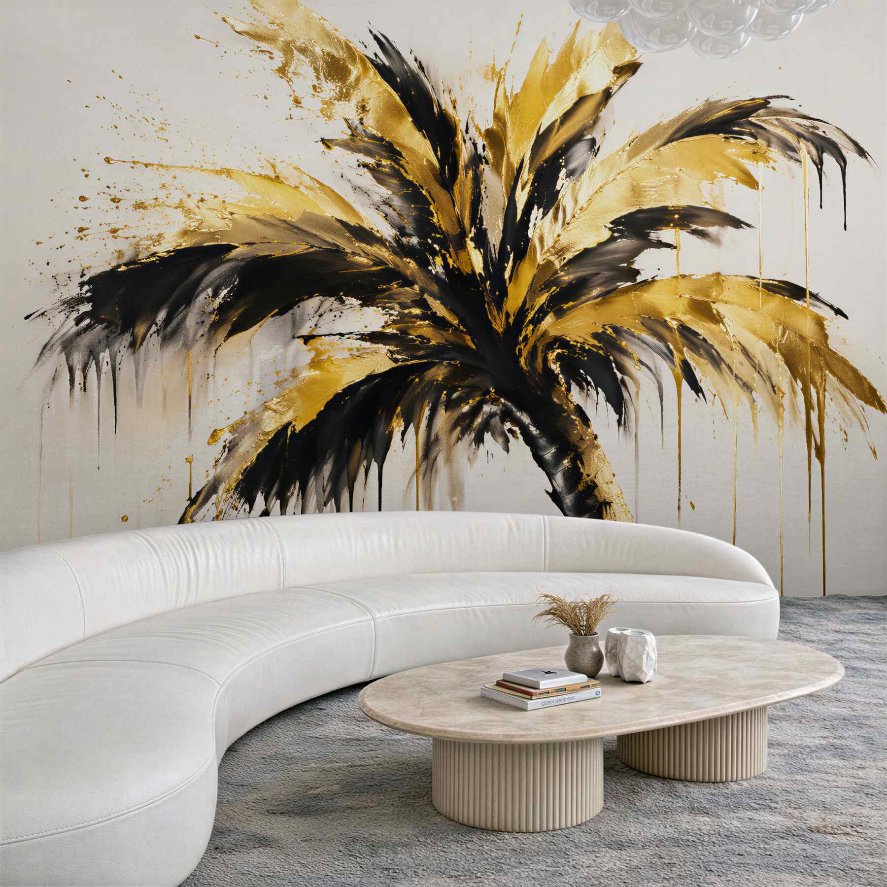 Fotobehang gouden palm in artistieke flair