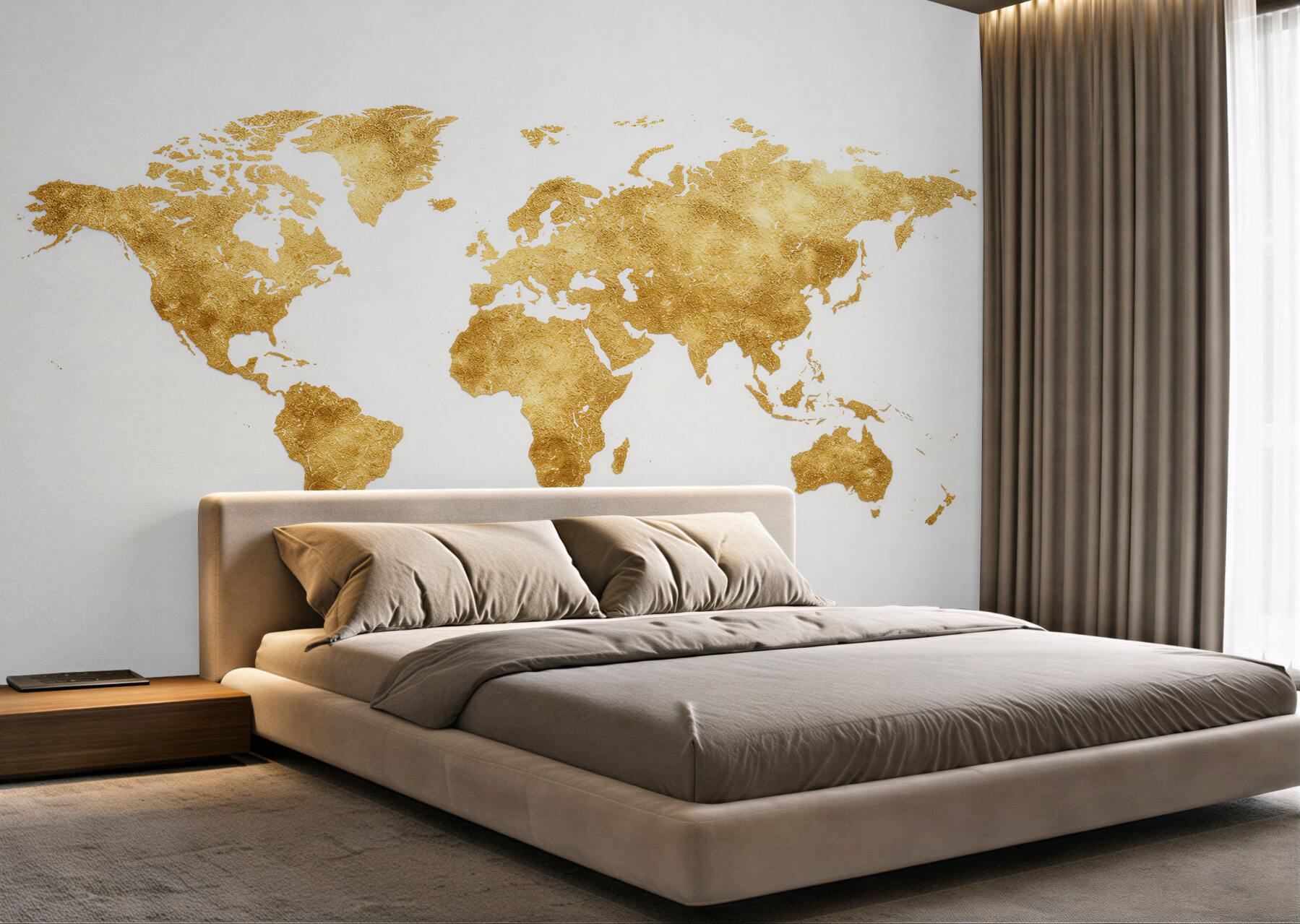 Fotobehang elegante gouden wereldkaart
