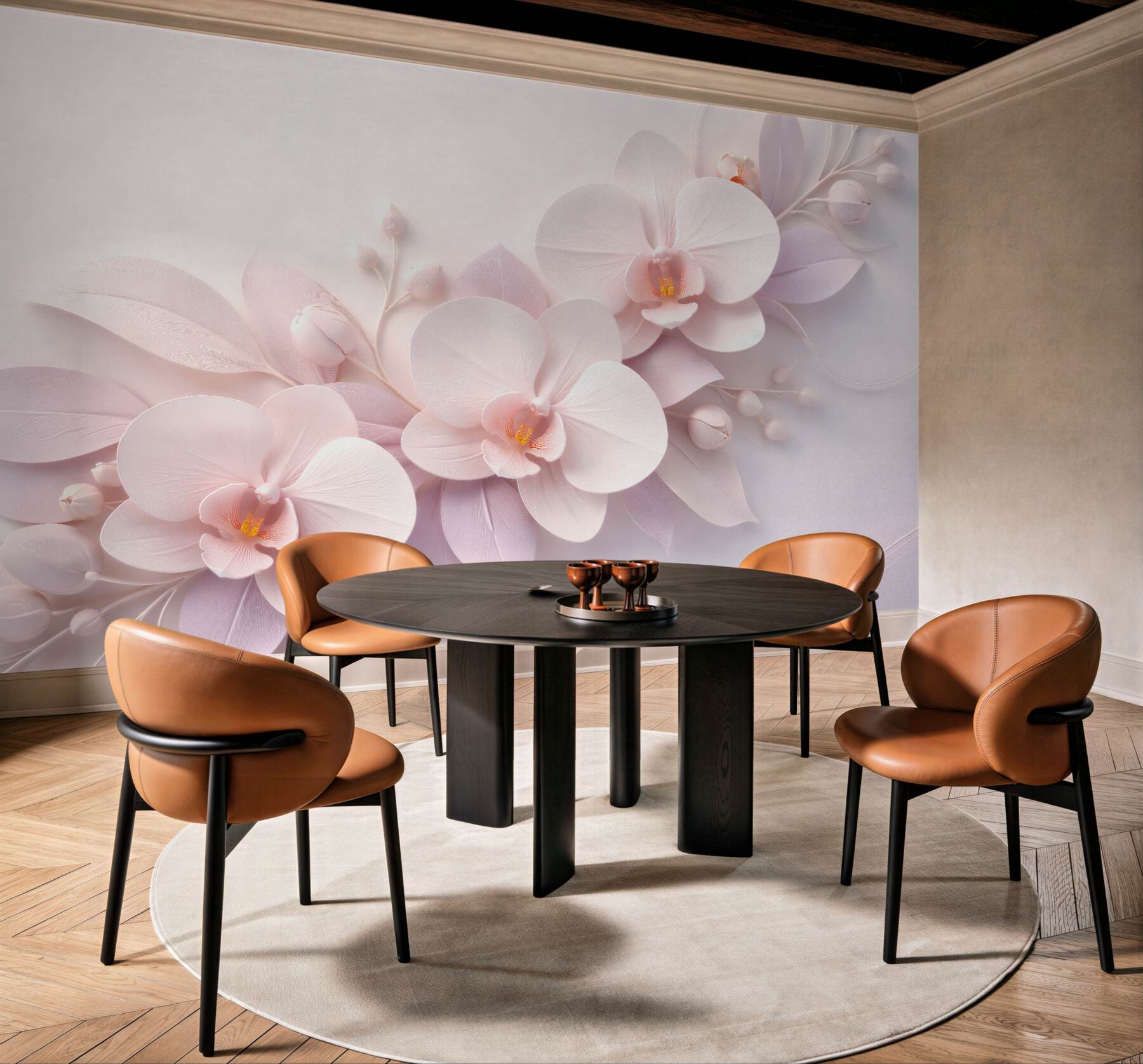 Fotobehang poederachtige orchideeën 3D glamour