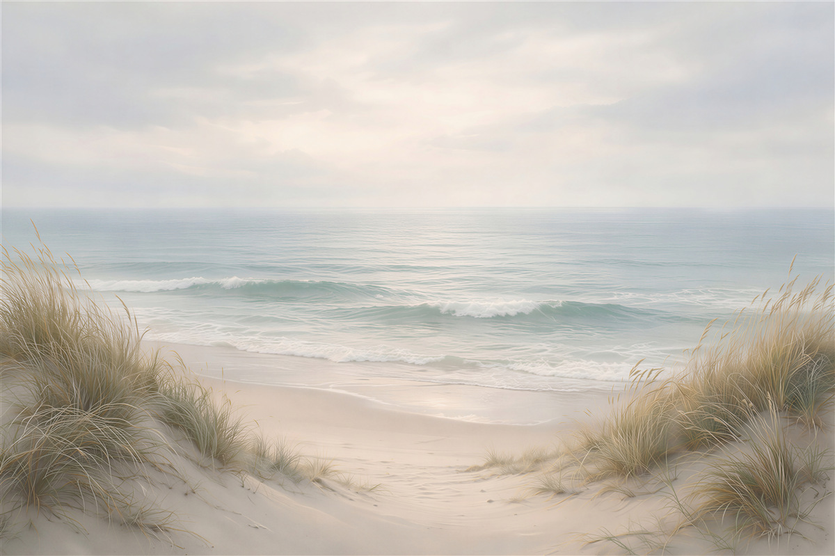 Fotobehang pastel strand bij zonsopgang