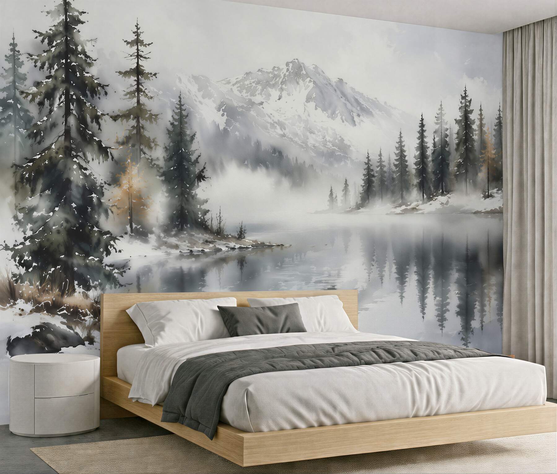 Fotobehang mistig bergmeer landschap