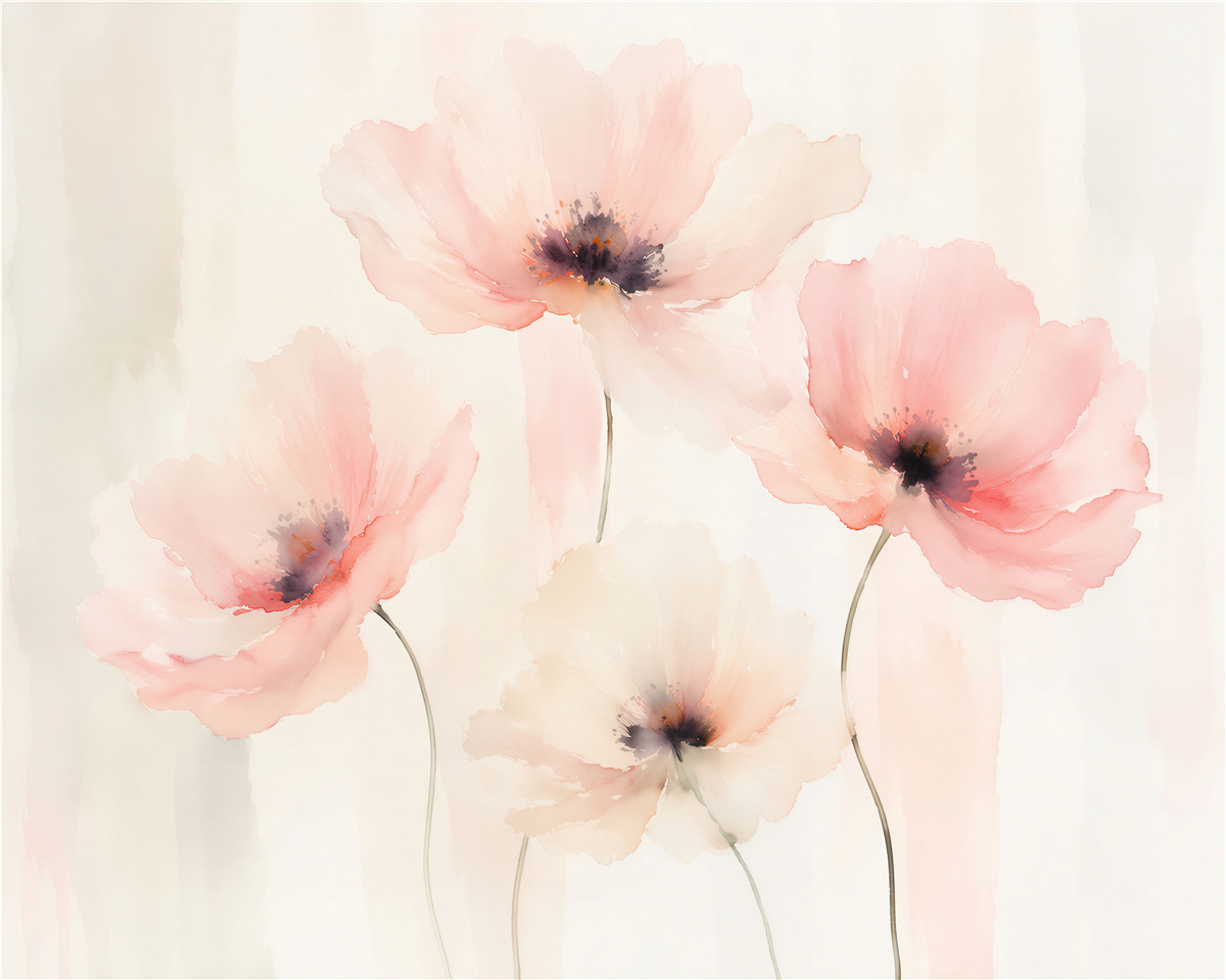 Fotobehang poïzen in delicate aquarel