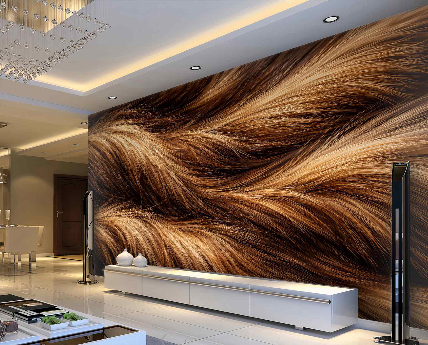 Fotobehang luxe textuur van gouden bont