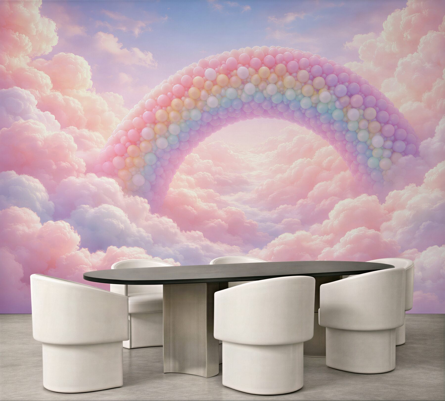Fotobehang pastel regenboog in de wolken