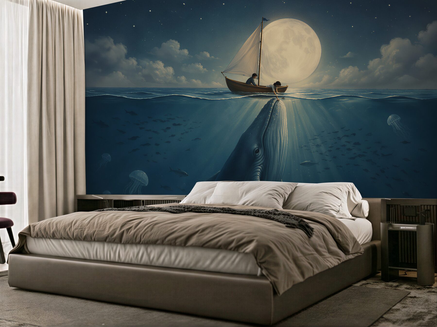 Fotobehang maanwalvis op de oceaan