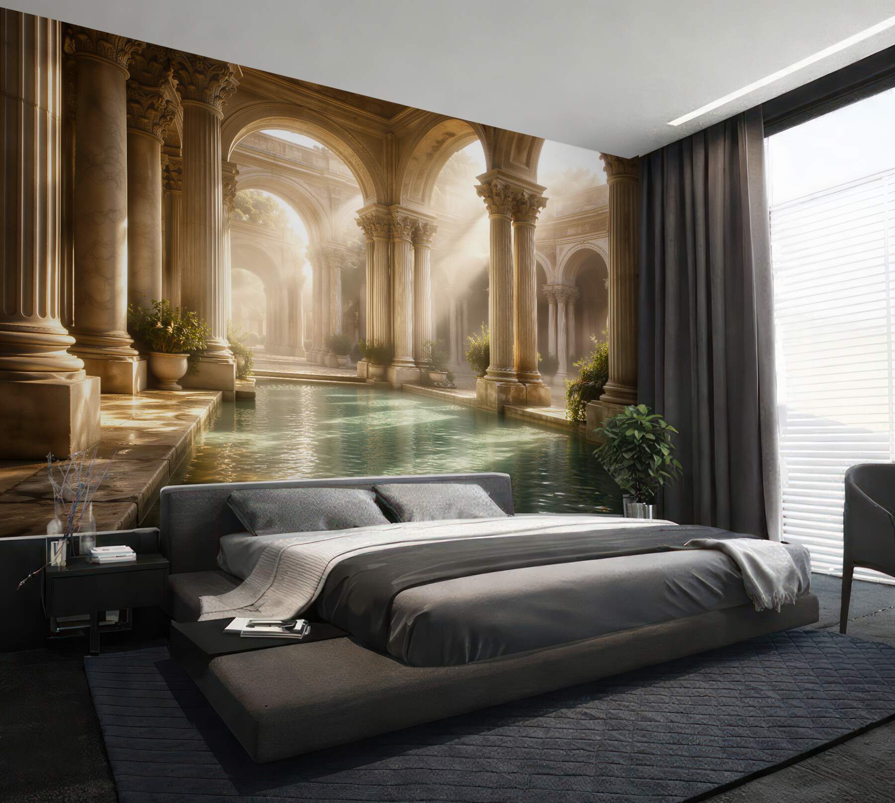 Fotobehang gouden bogen boven glinsterend water