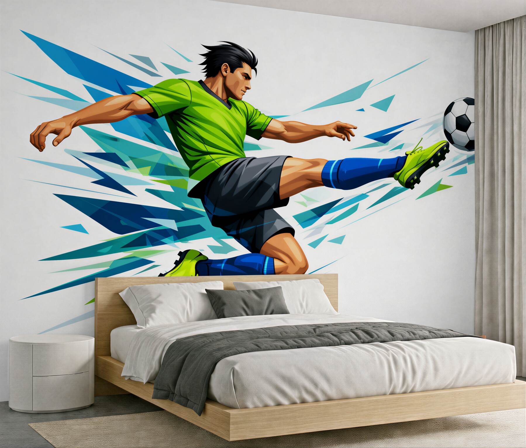 Fotobehang voetballer in dynamische schot