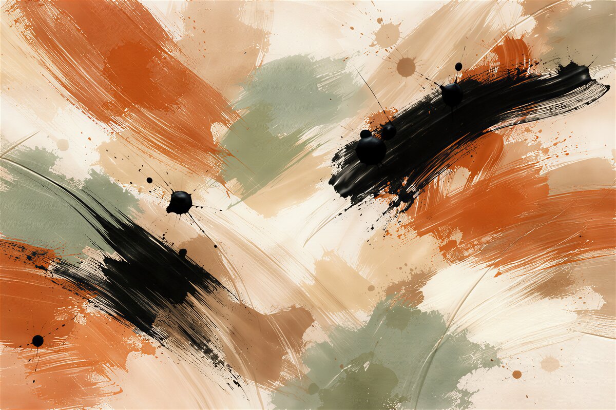 Fotobehang abstracte penseelstreken in warme kleuren