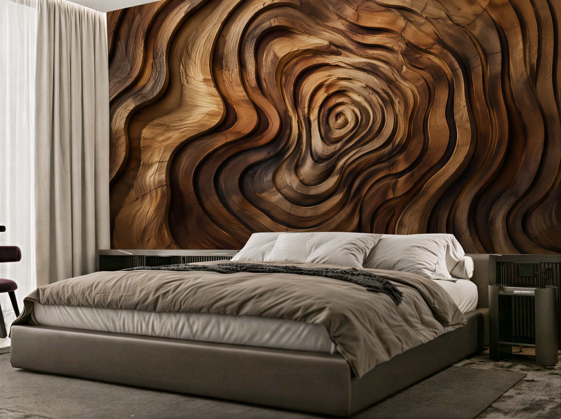 Fotobehang golven van hout
