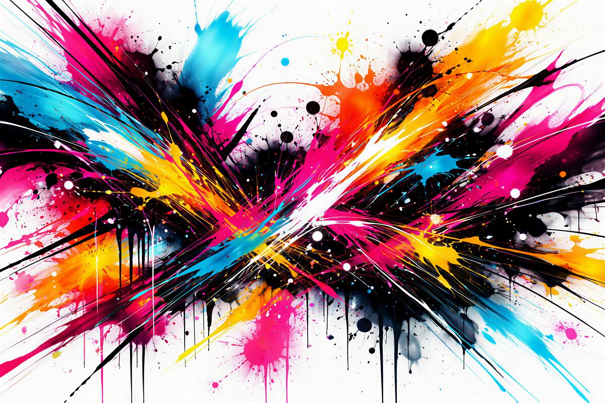 Fotobehang energieke explosie van abstracte kleuren
