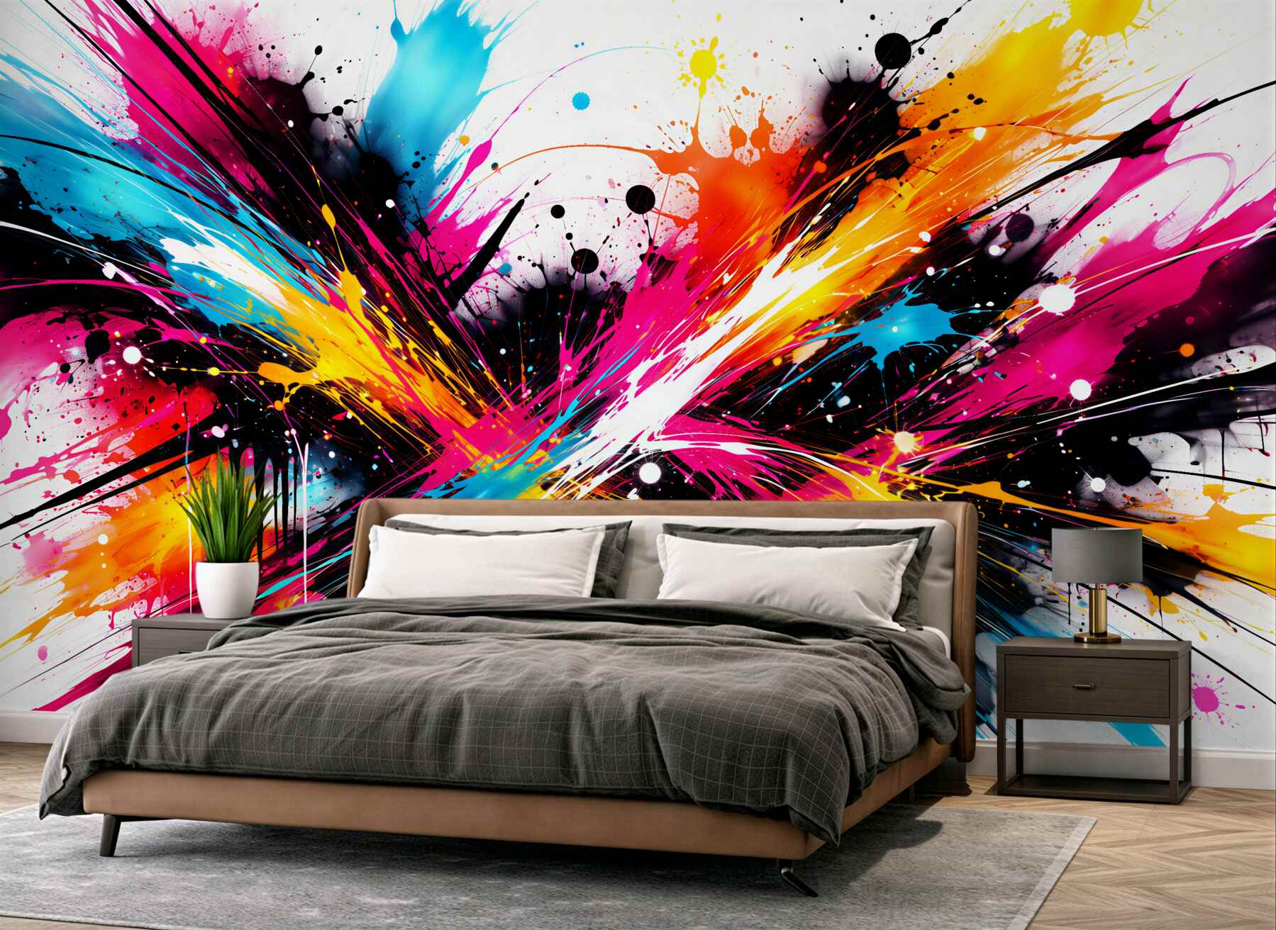 Fotobehang energieke explosie van abstracte kleuren