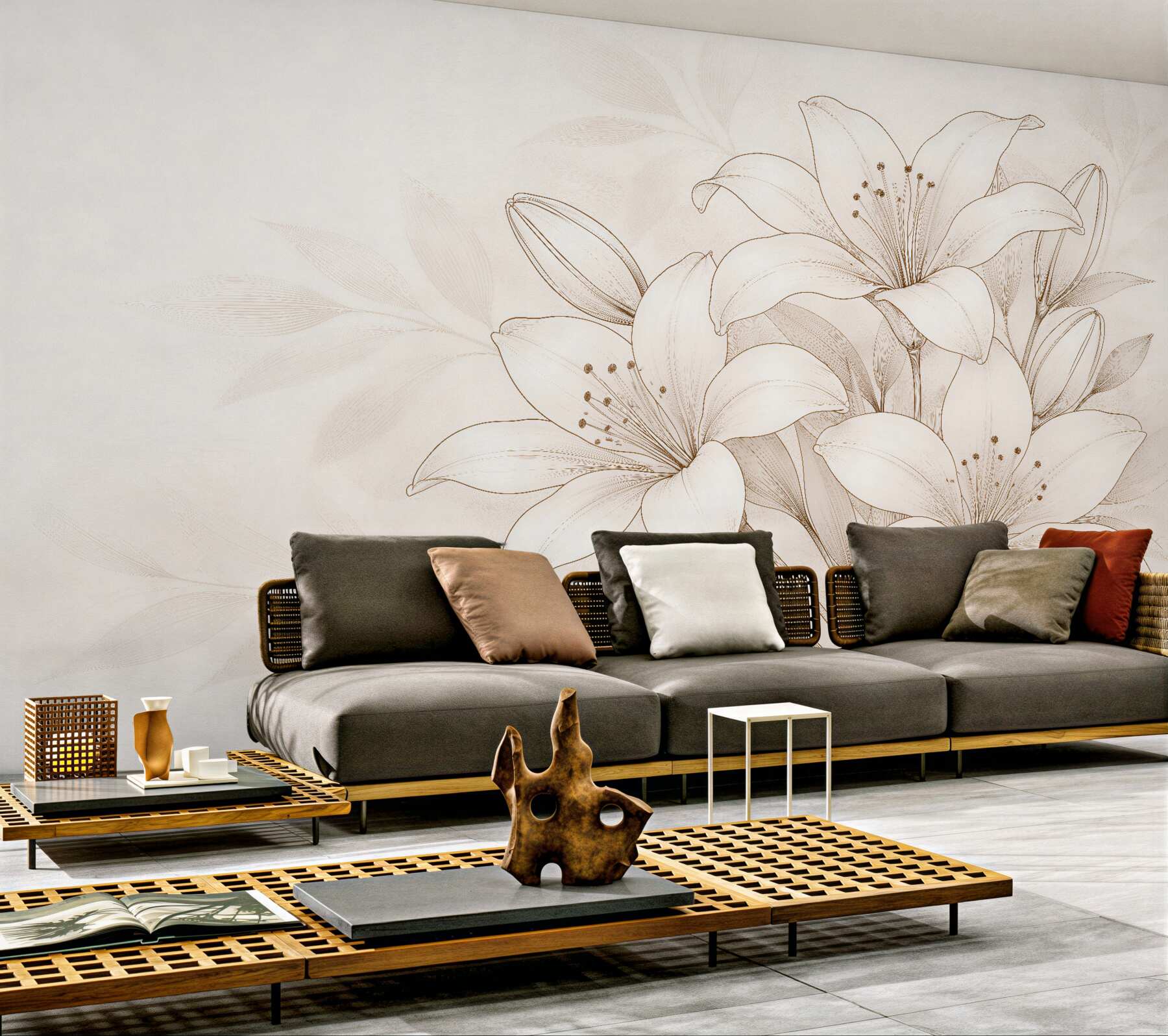 Fotobehang subtiele lelies in een elegant ontwerp