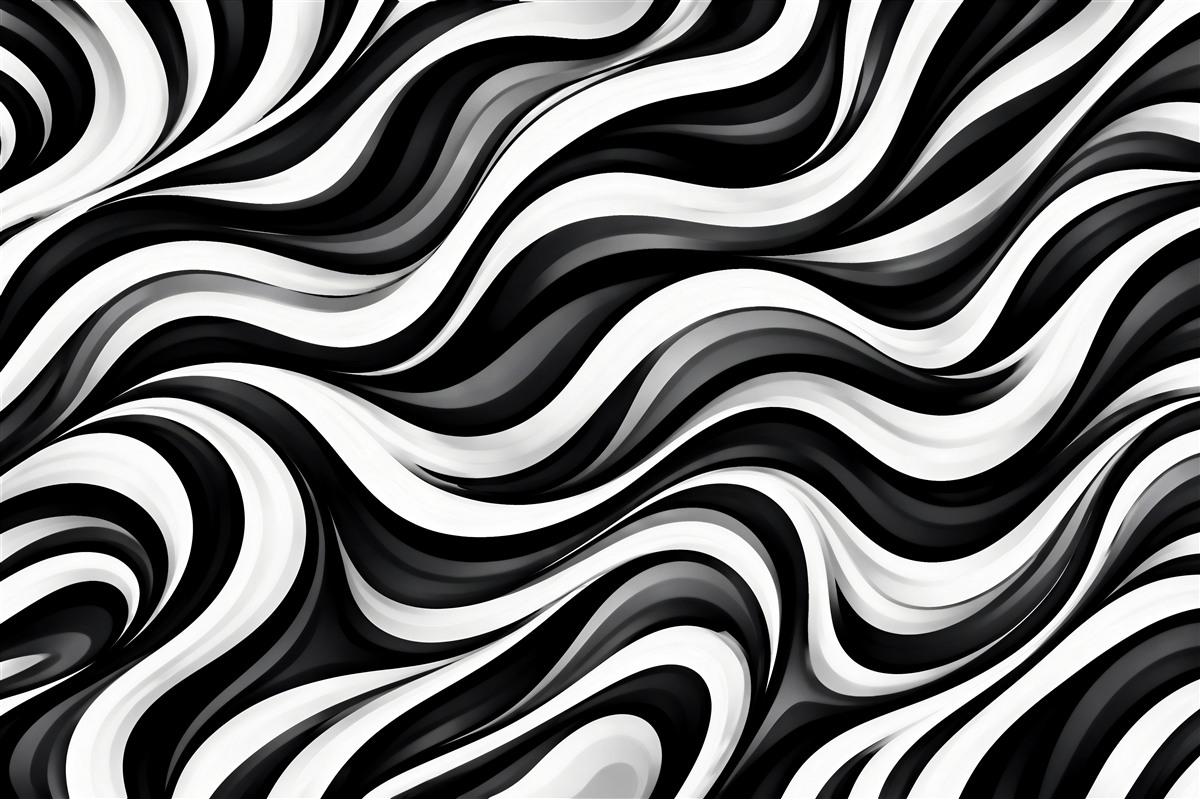 Fotobehang golvende zwart-wit abstractie