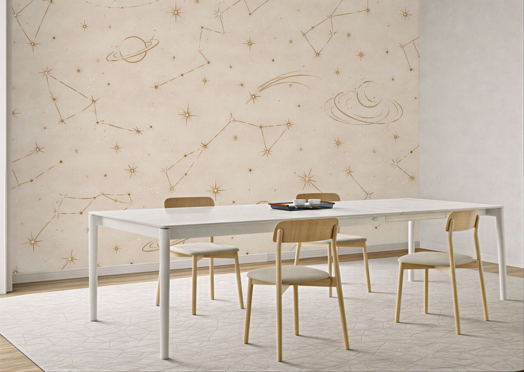 Fotobehang gouden constellaties op een heldere lucht