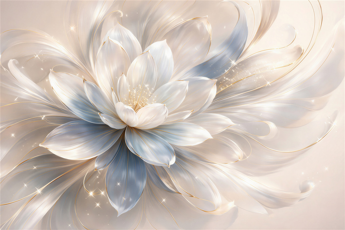 Fotobehang glanzende witte bloem glamour