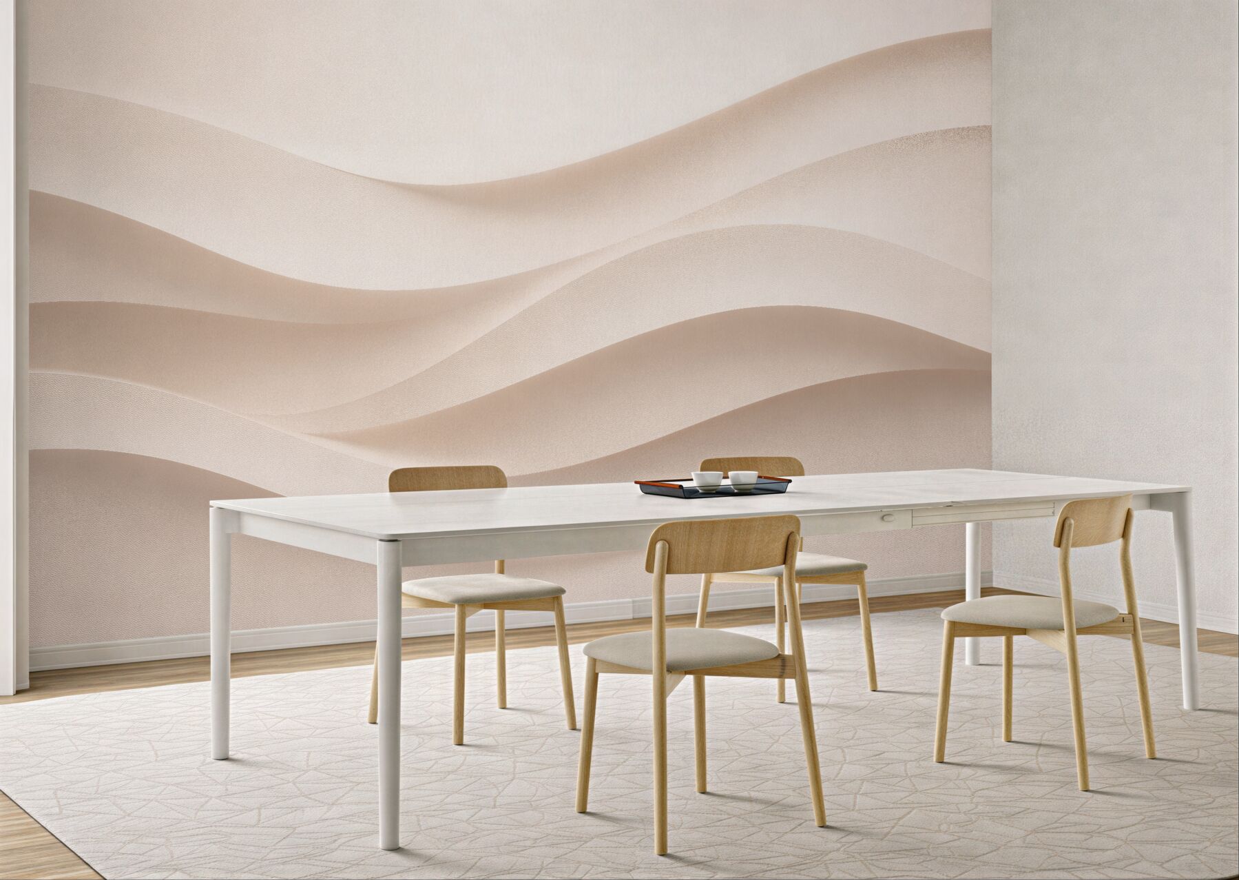 Fotobehang beige golven van harmonie