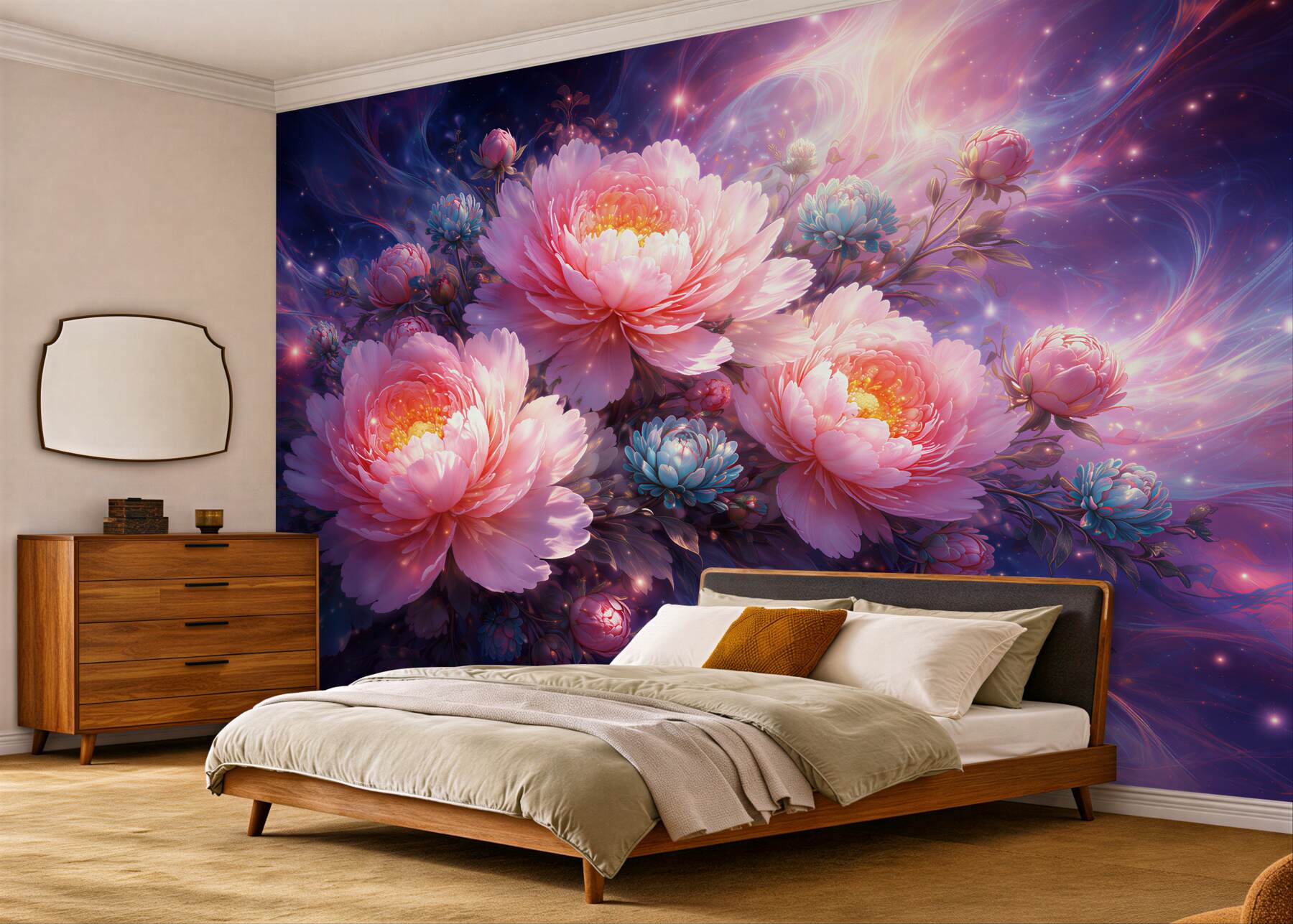 Fotobehang kosmische pioenen in het licht