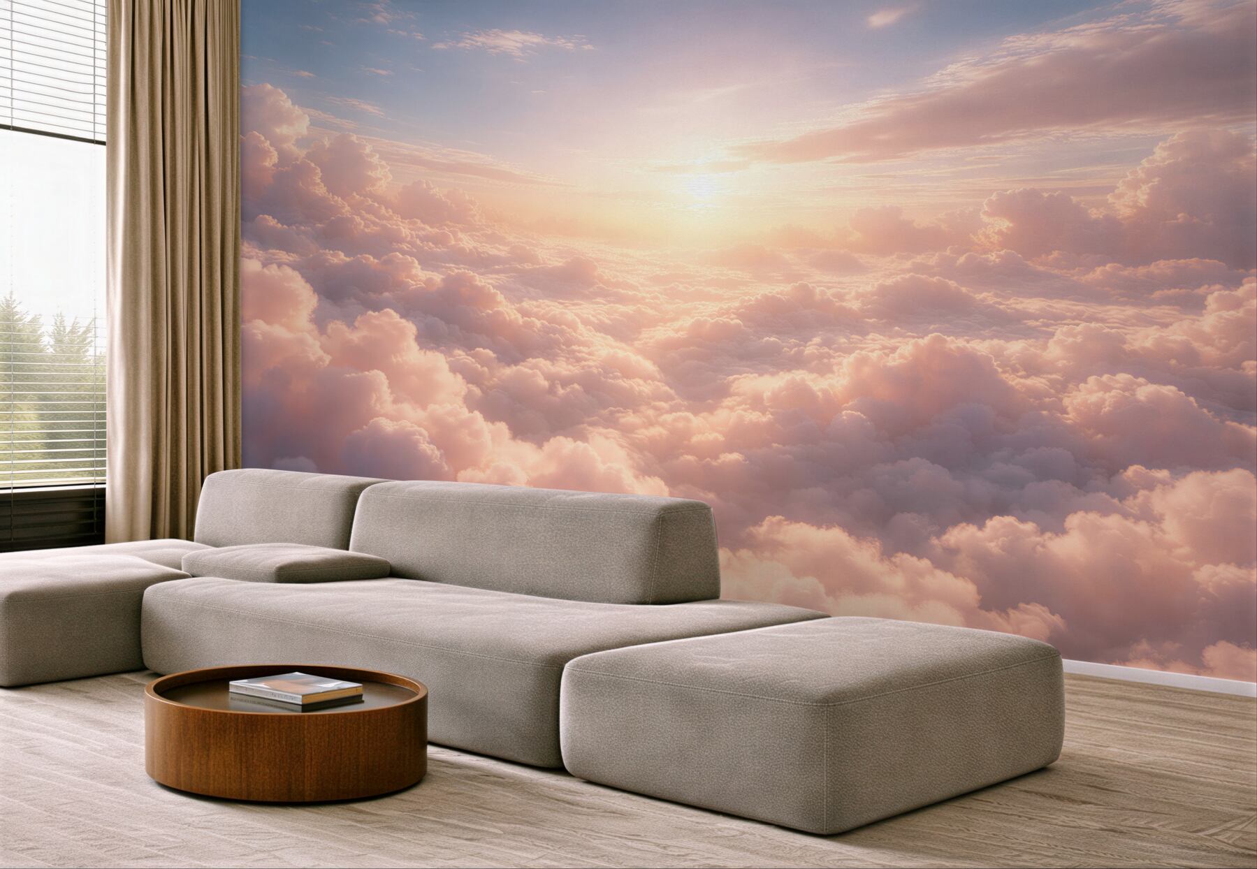 Fotobehang roze wolken bij zonsopgang
