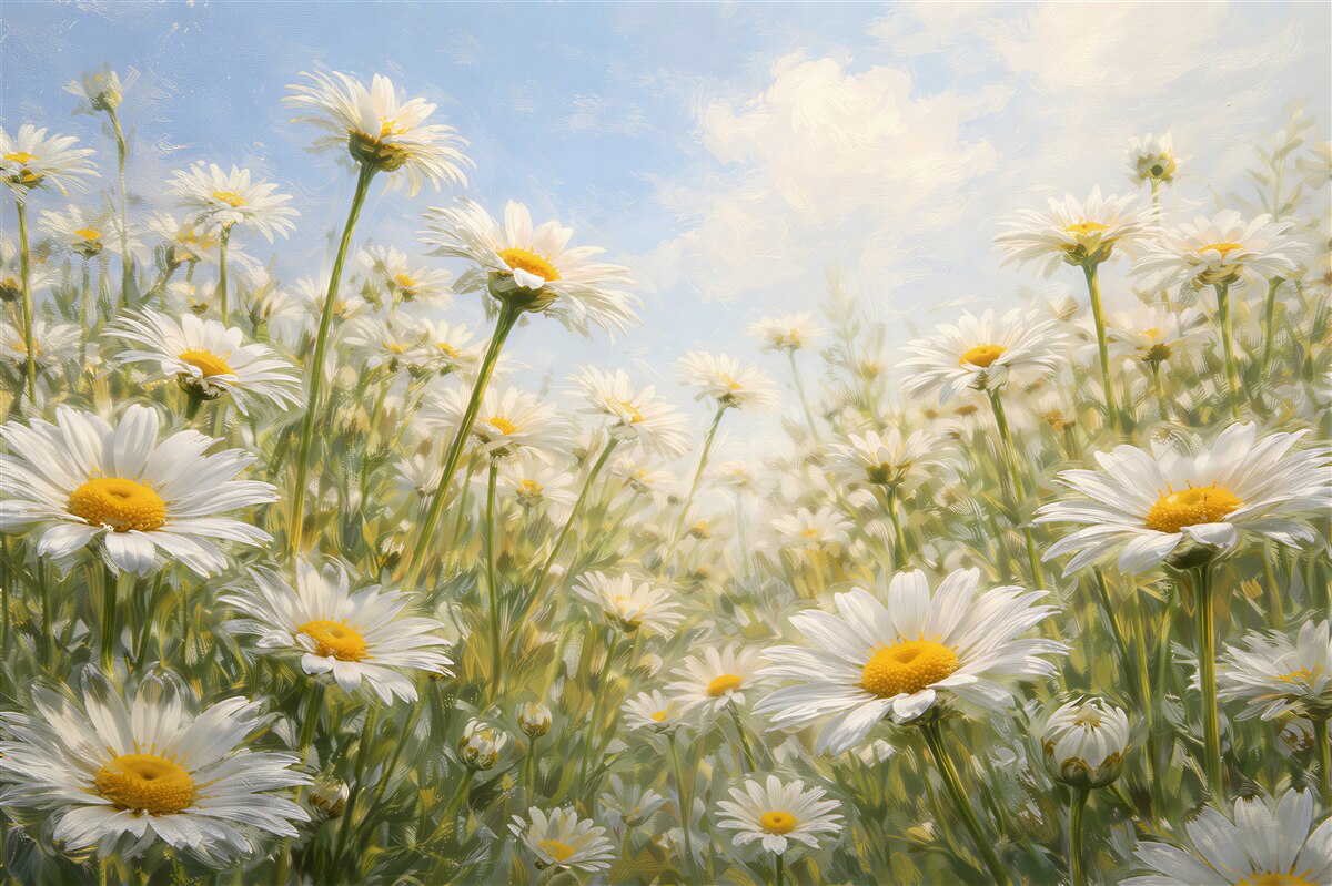 Fotobehang zonnebloemen onder een blauwe lucht