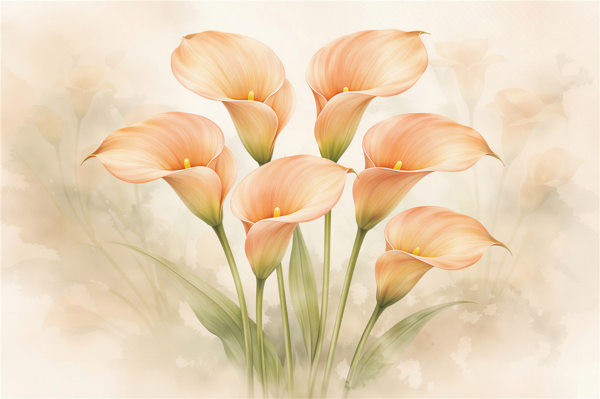 Fotobehang abrikozen calla in de glans