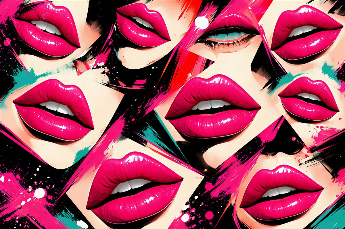 Fotobehang neon lippen pop-art glamour