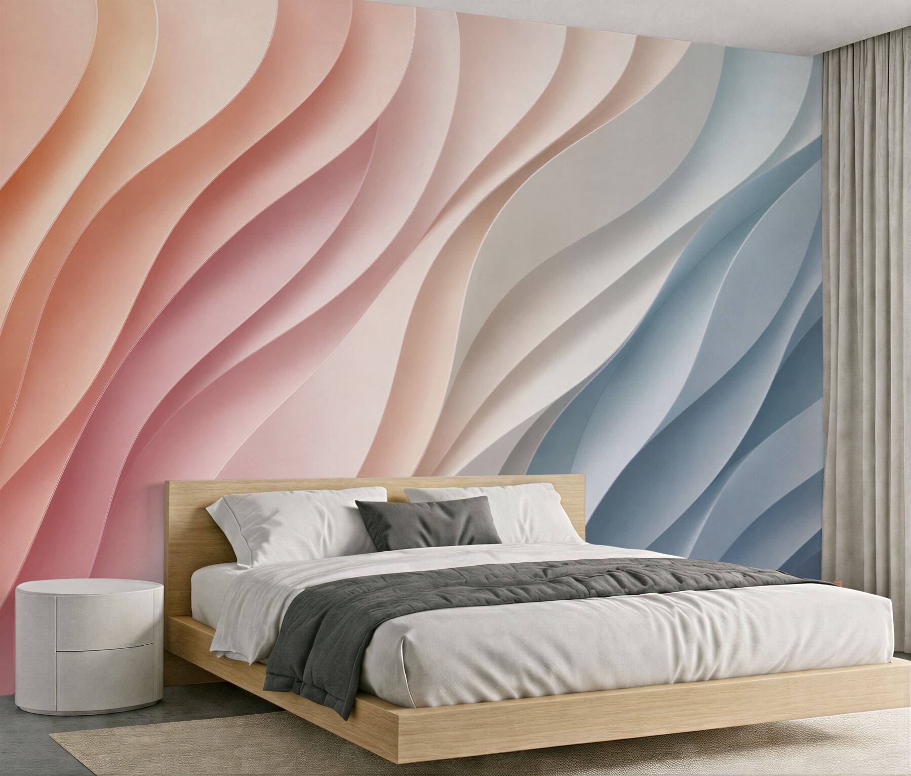 Fotobehang golvende pastelvormen 3d