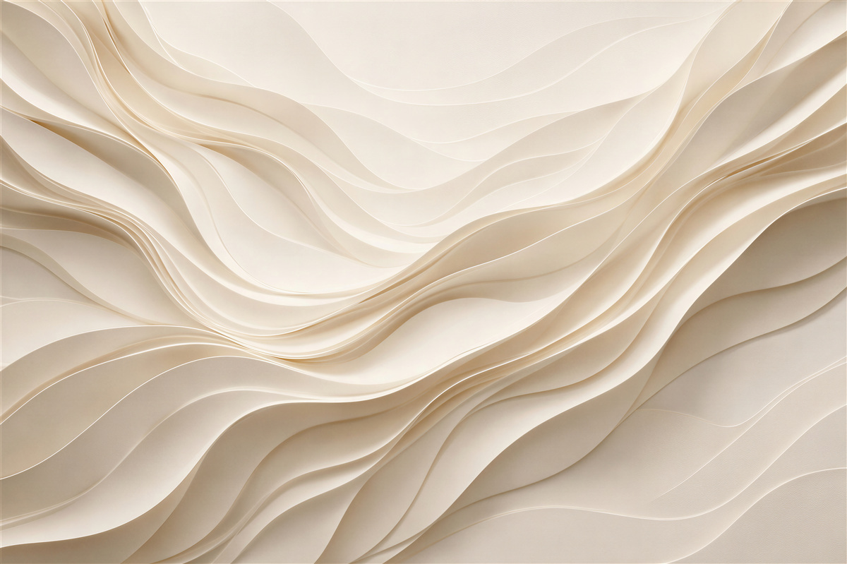Fotobehang crèmekleurige golven van een elegante abstractie