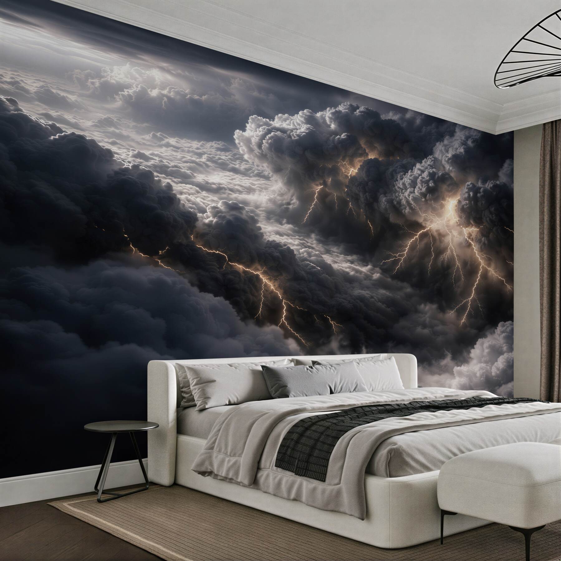 Fotobehang stormachtige wolken met bliksem