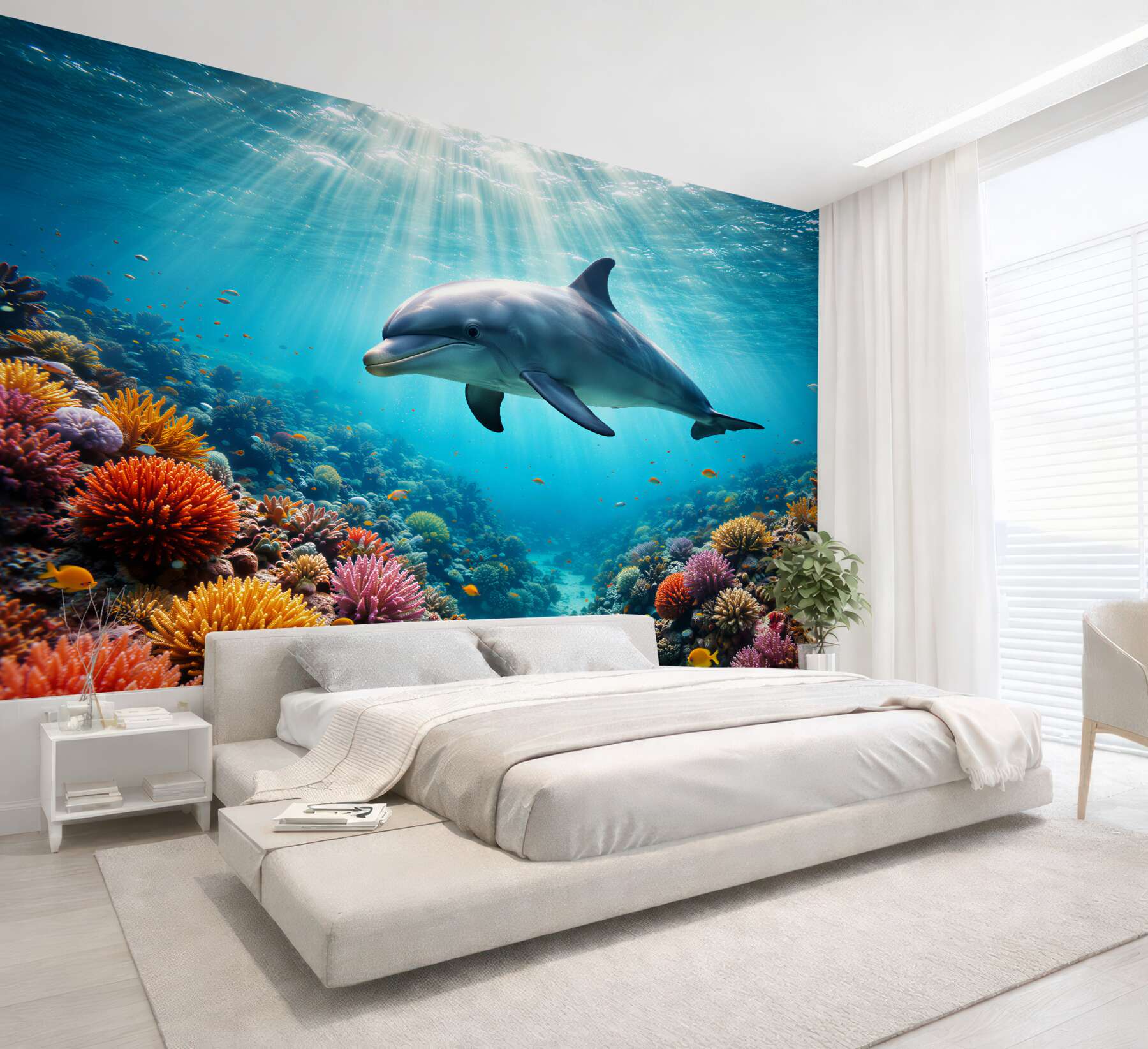 Fotobehang dolfijn in een kleurrif