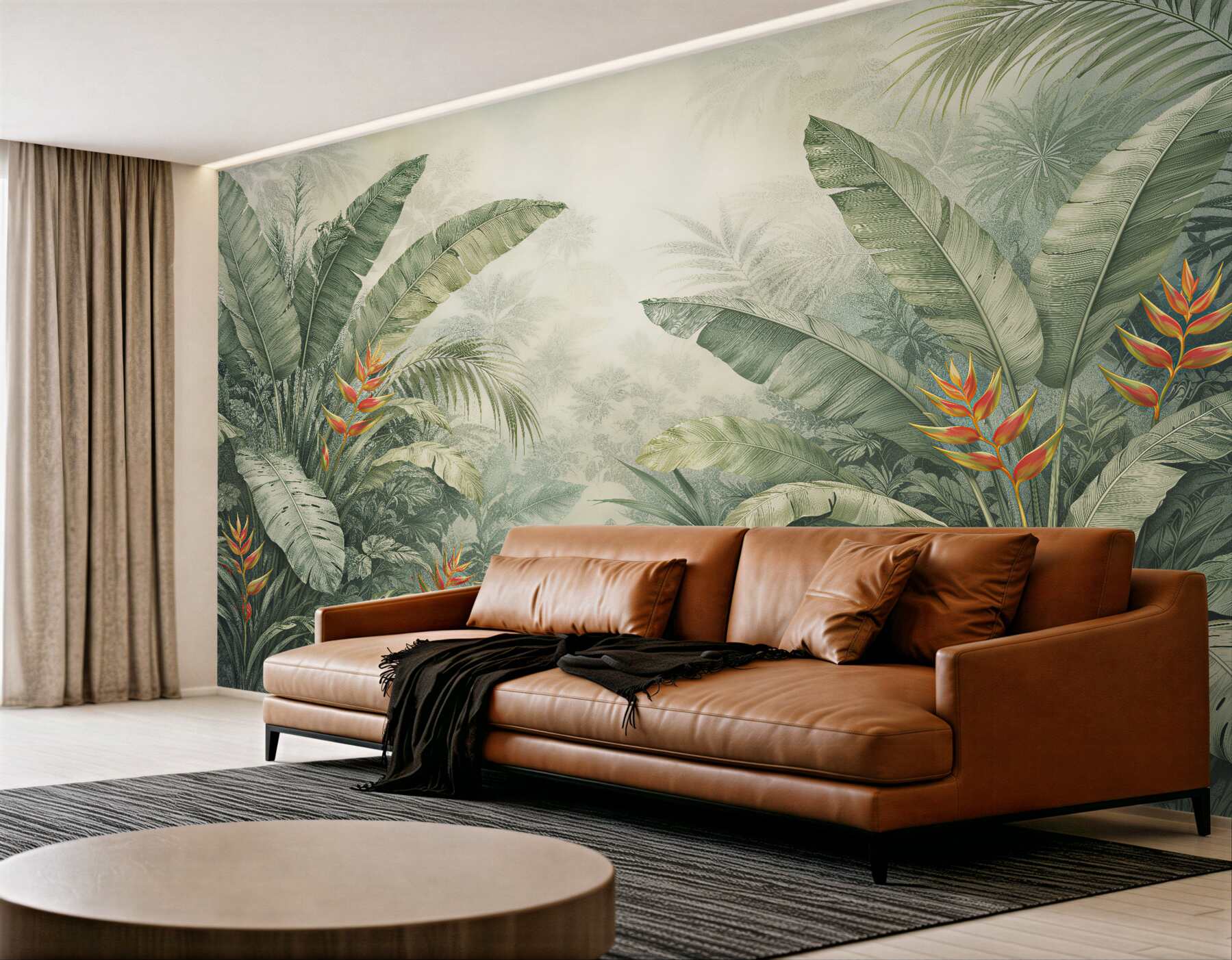 Fotobehang tropische jungle met heliconia